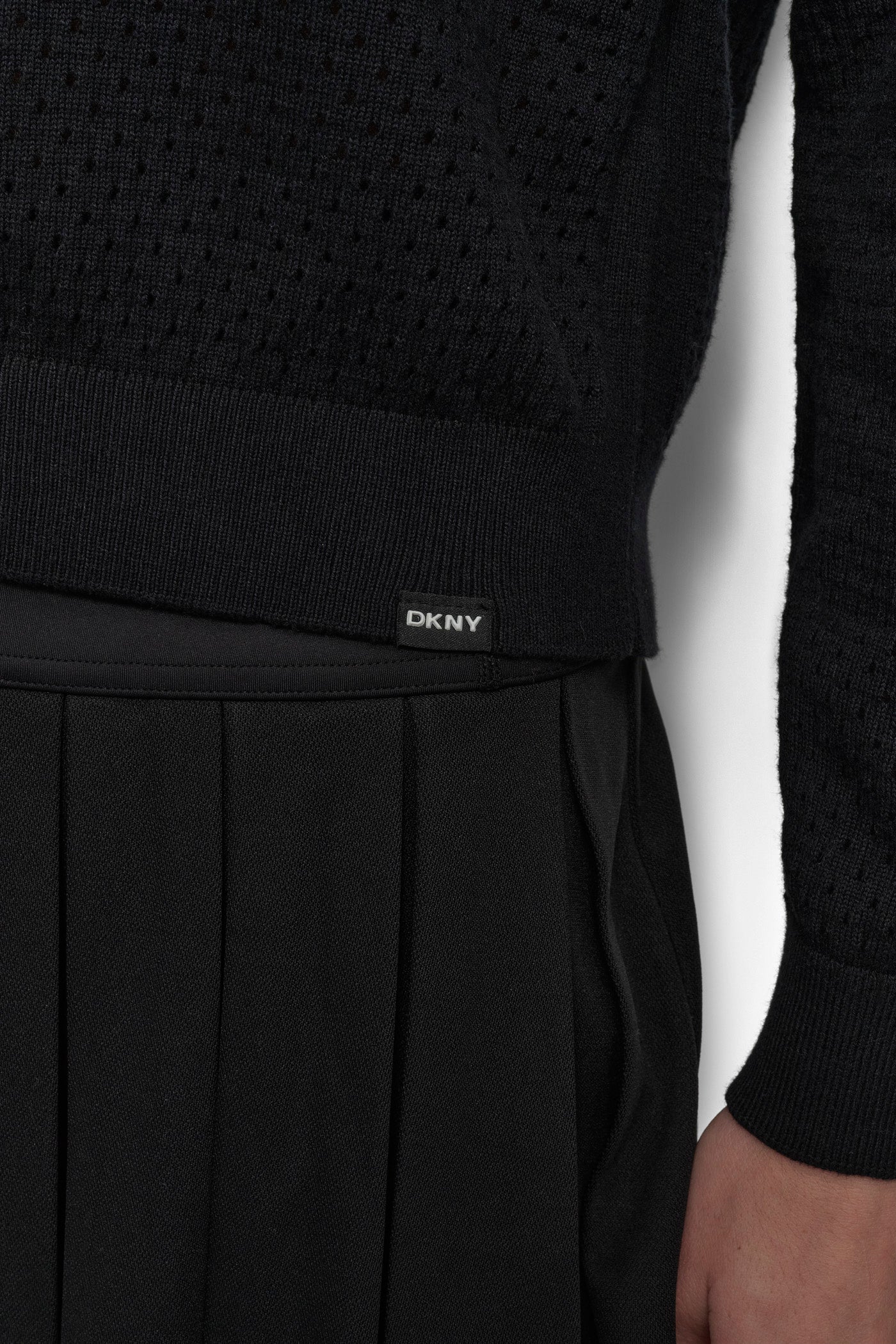 STRIPED SPORT MESH POINTELLE SWEATER VIEW 5