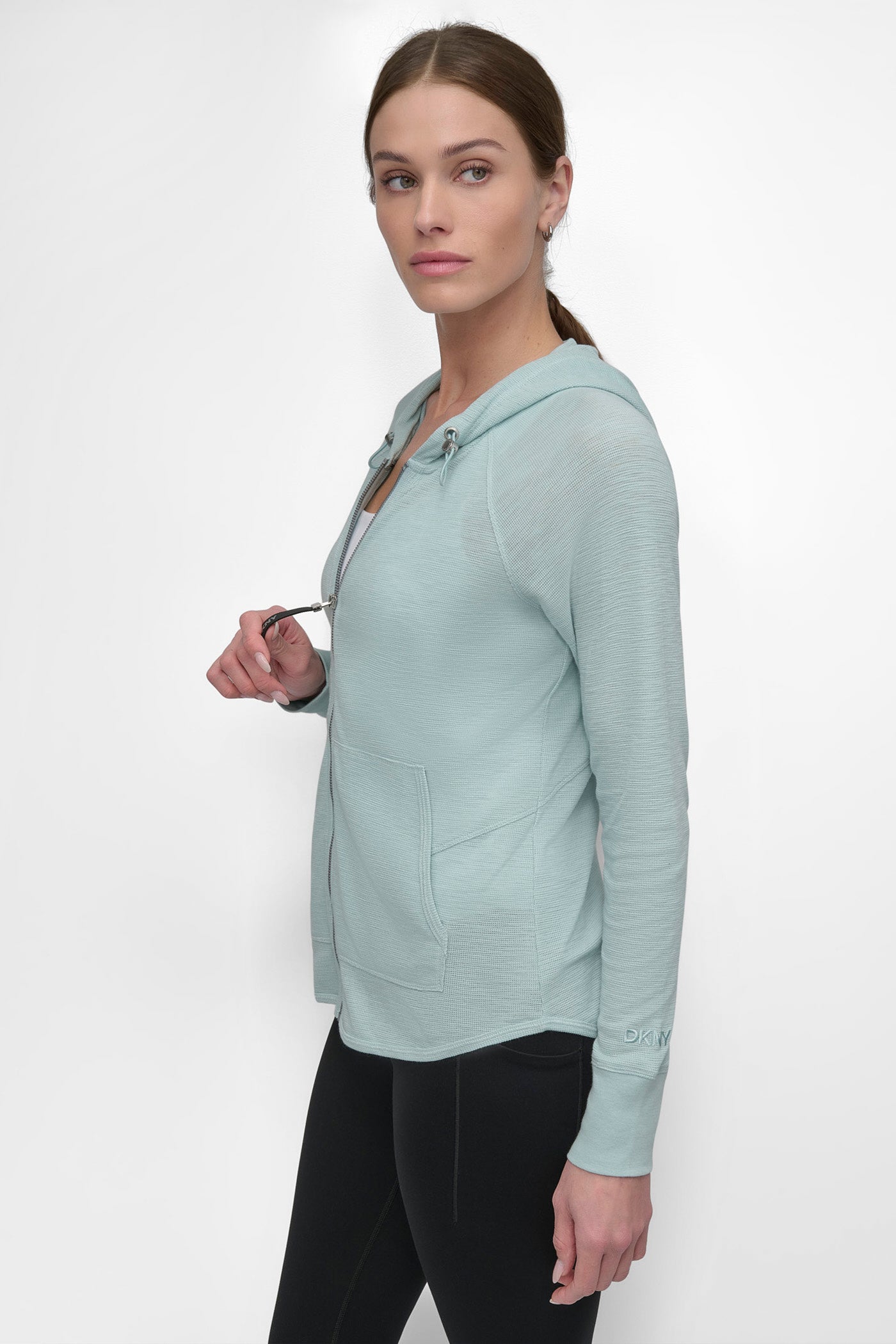 SLUB WAFFLE KNIT HOODIE VIEW 3