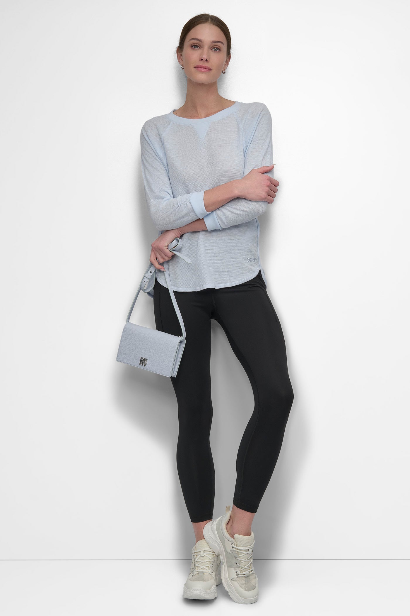 RUCHED 3/4-SLEEVE SLUB WAFFLE-KNIT TEE VIEW 5 | Sport Essentials