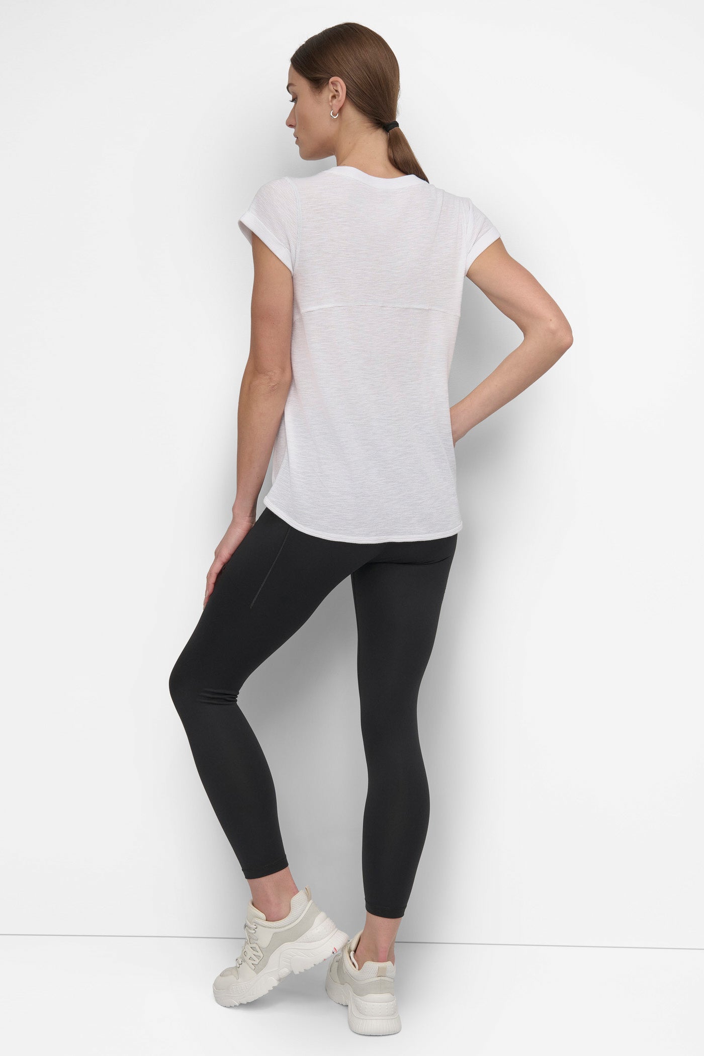 White SLUB WAFFLE-KNIT TEE, BACK VIEW | Sport Essentials