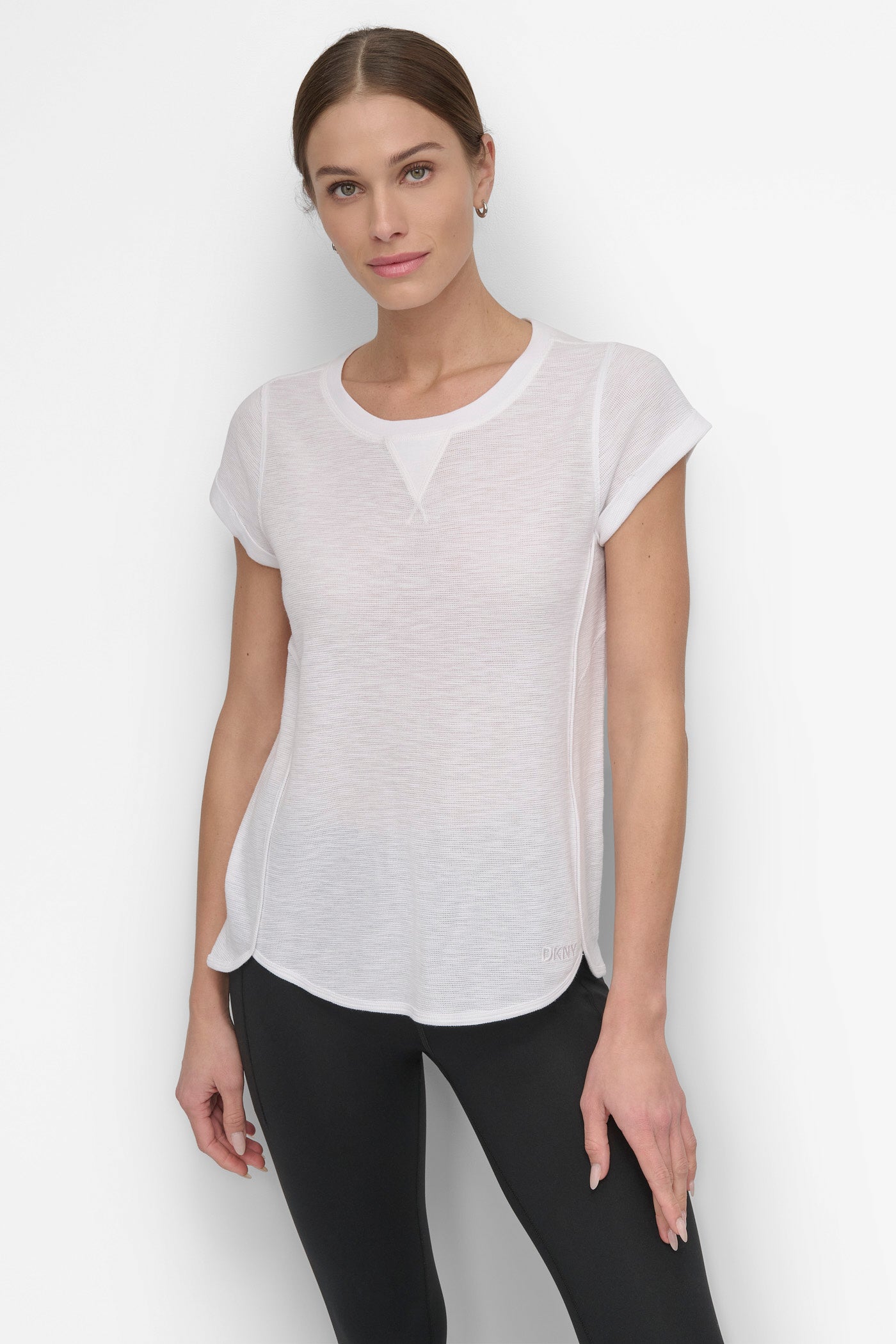 White SLUB WAFFLE-KNIT TEE, FRONT VIEW | Sport Essentials