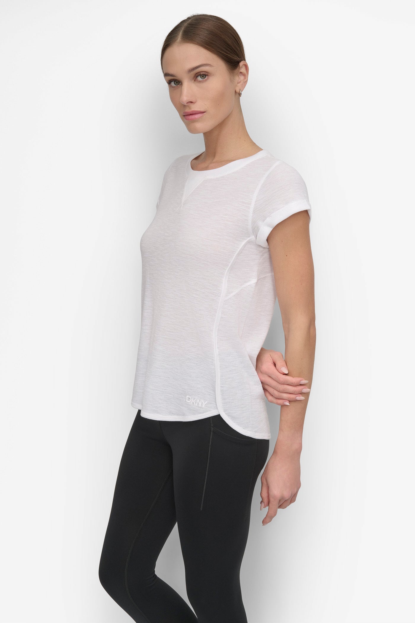 SLUB WAFFLE-KNIT TEE VIEW 3 | DKNY Sport