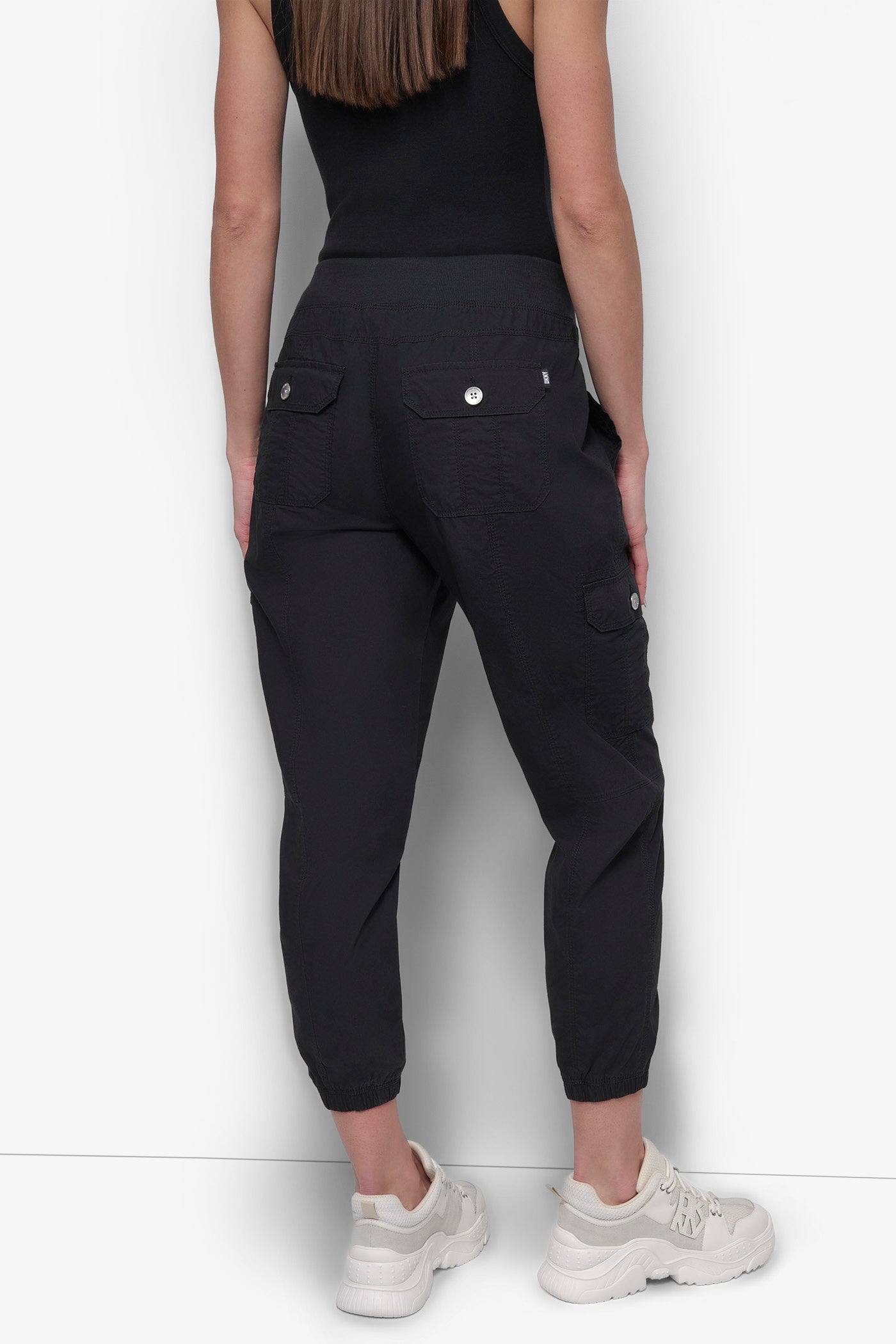 Black RIB CARGO JOGGER, BACK VIEW | New Arrivals