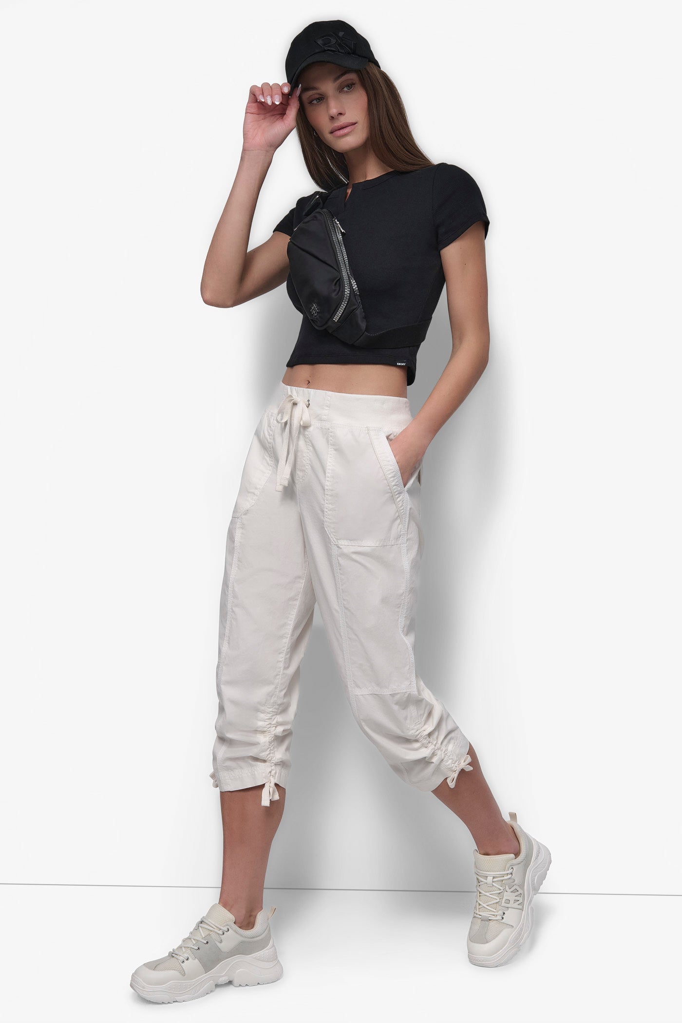 CROPPED NOTCH NECK PERFORMANCE TEE VIEW 7 | Under $75