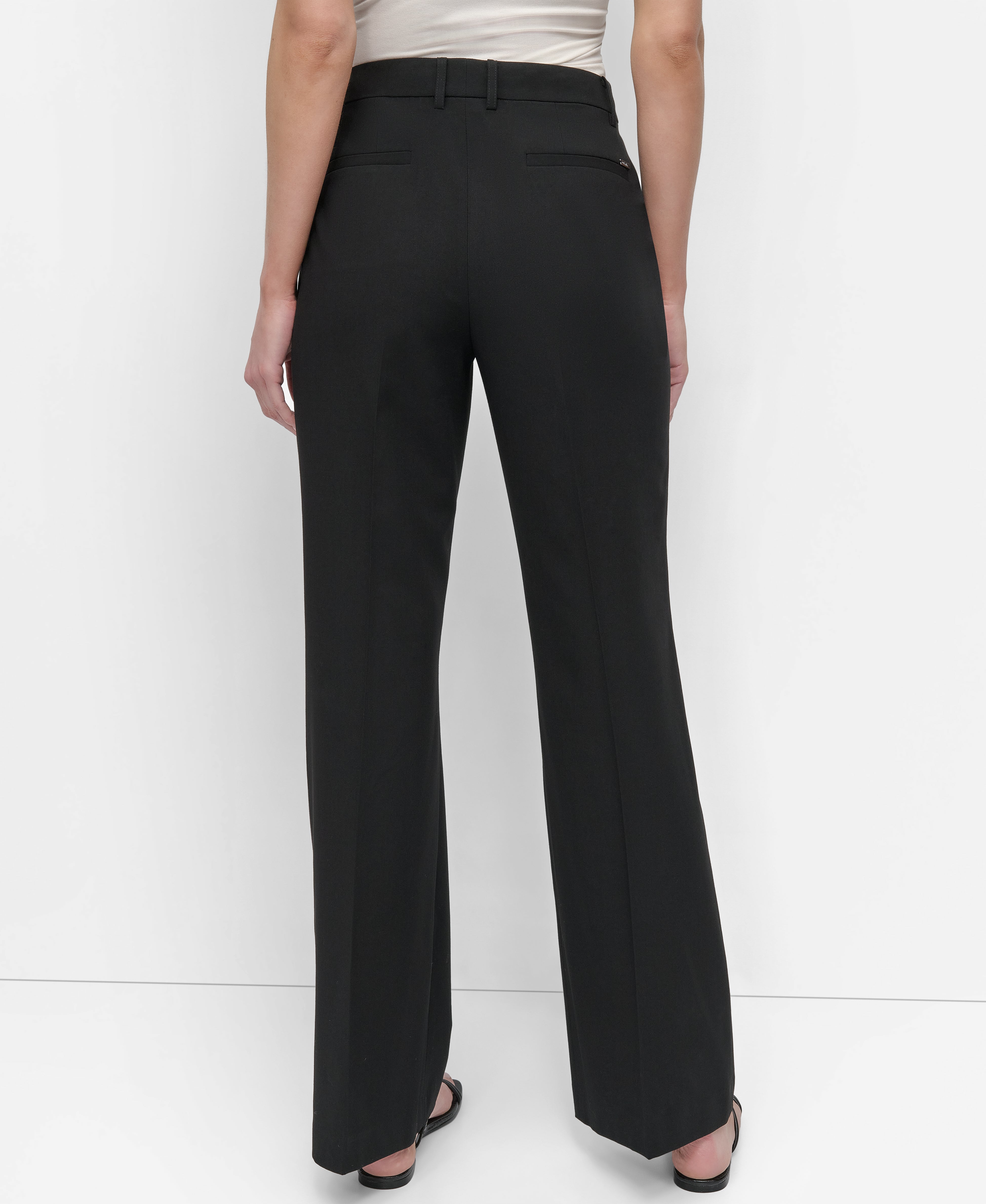 Black PINTUCK FIT AND FLARE, BACK VIEW | New Arrivals