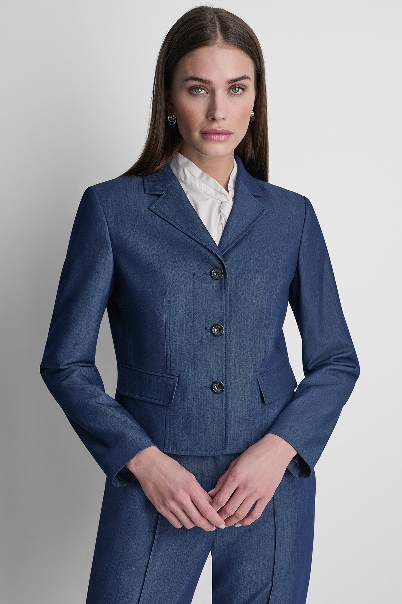Dark Navy CROPPED BLAZER, FRONT VIEW | Jackets & Blazers
