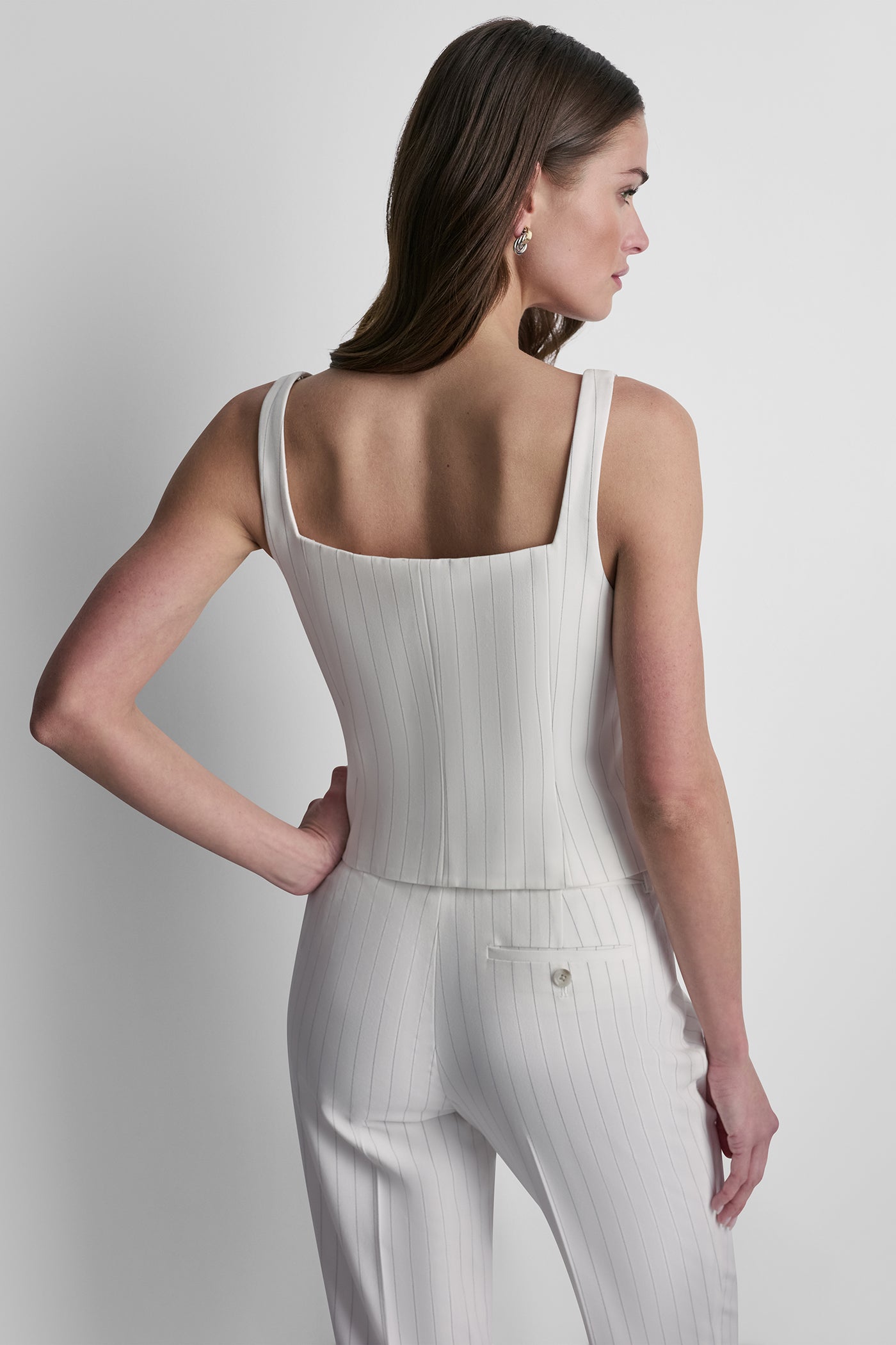STRIPE BUTTON BLAZER VEST VIEW 3 | Vests