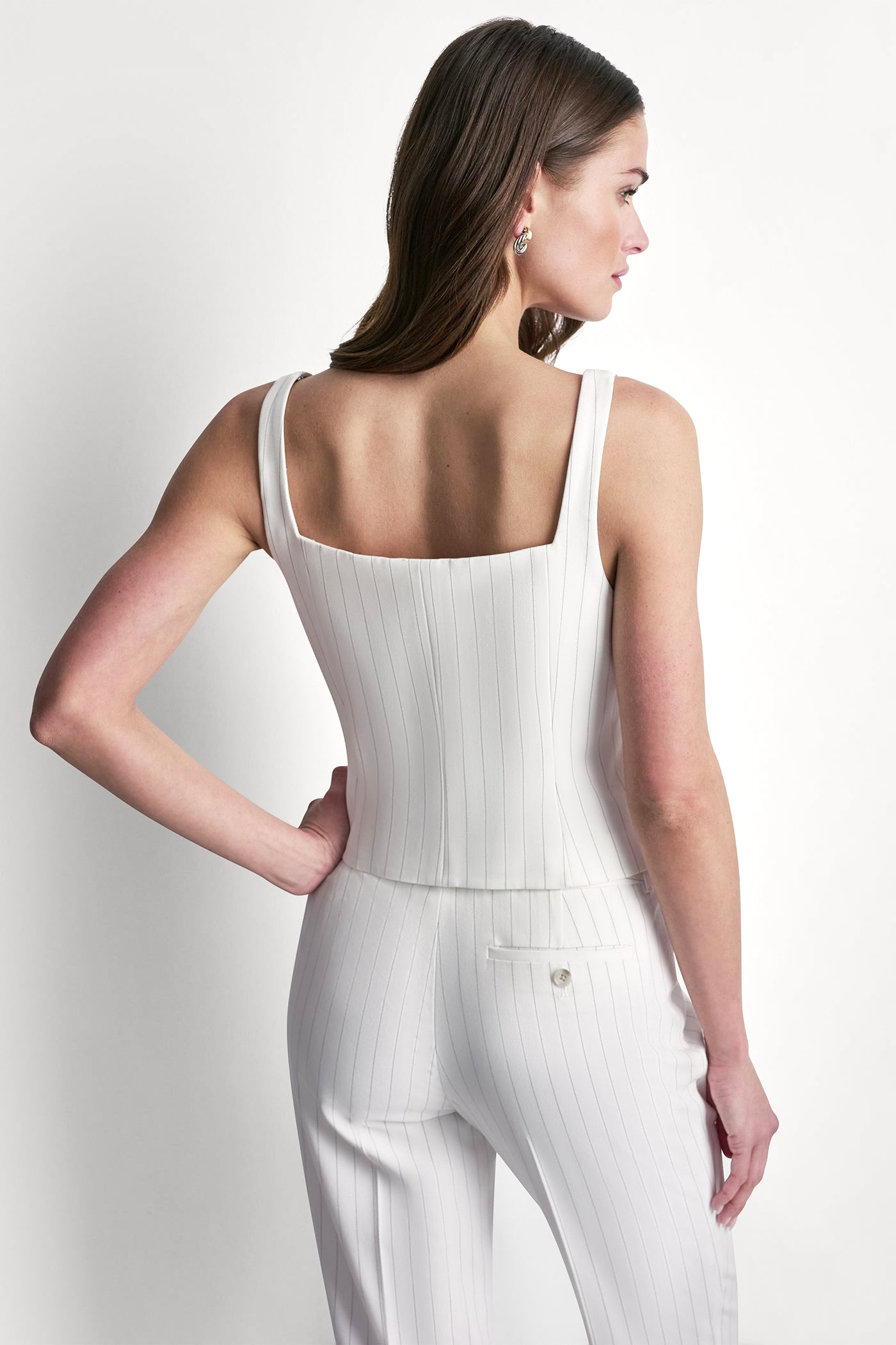 STRIPE BUTTON BLAZER VEST VIEW 3 | Spring New Arrivals