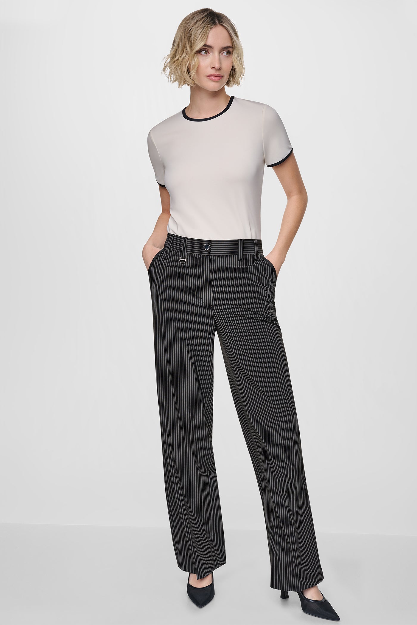PINSTRIPE WIDE LEG COMMUTER TROUSER VIEW 5 | Pants & Denim