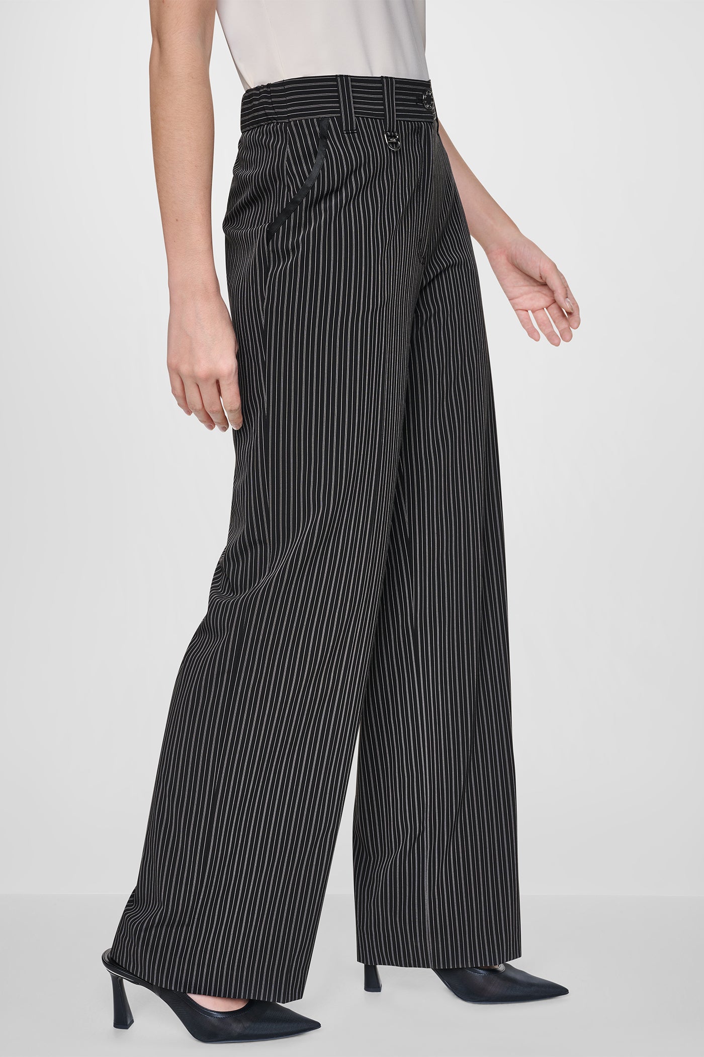 PINSTRIPE WIDE LEG COMMUTER TROUSER VIEW 4 | Pants & Denim