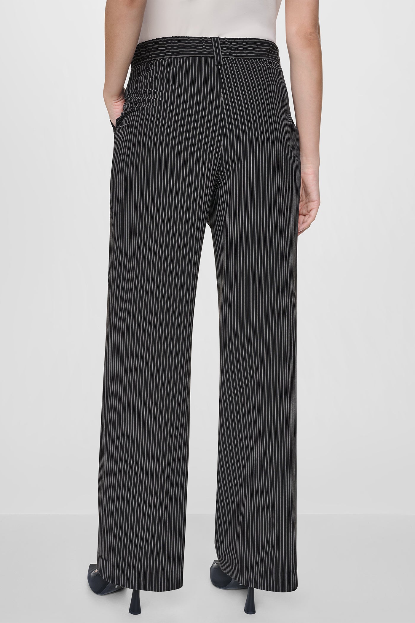 PINSTRIPE WIDE LEG COMMUTER TROUSER VIEW 3 | Pants & Denim