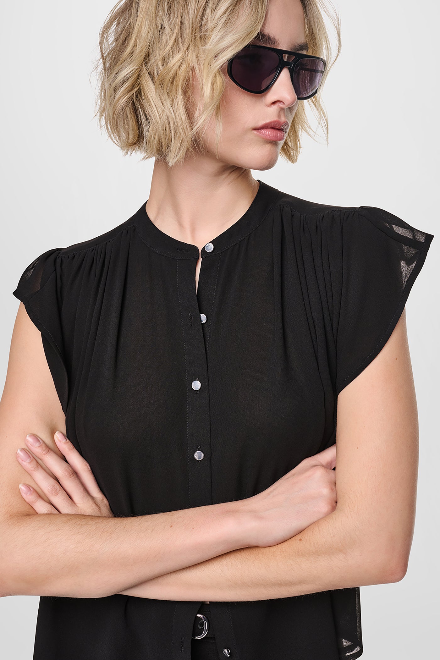 CHIFFON FLUTTER SLEEVE BLOUSE VIEW 5 | WOMEN'S SWEATERS & TOPS
