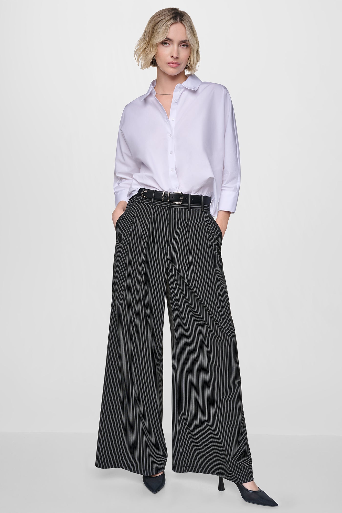PINSTRIPE PLEATED COMMUTER TROUSER VIEW 5 | Pants & Denim