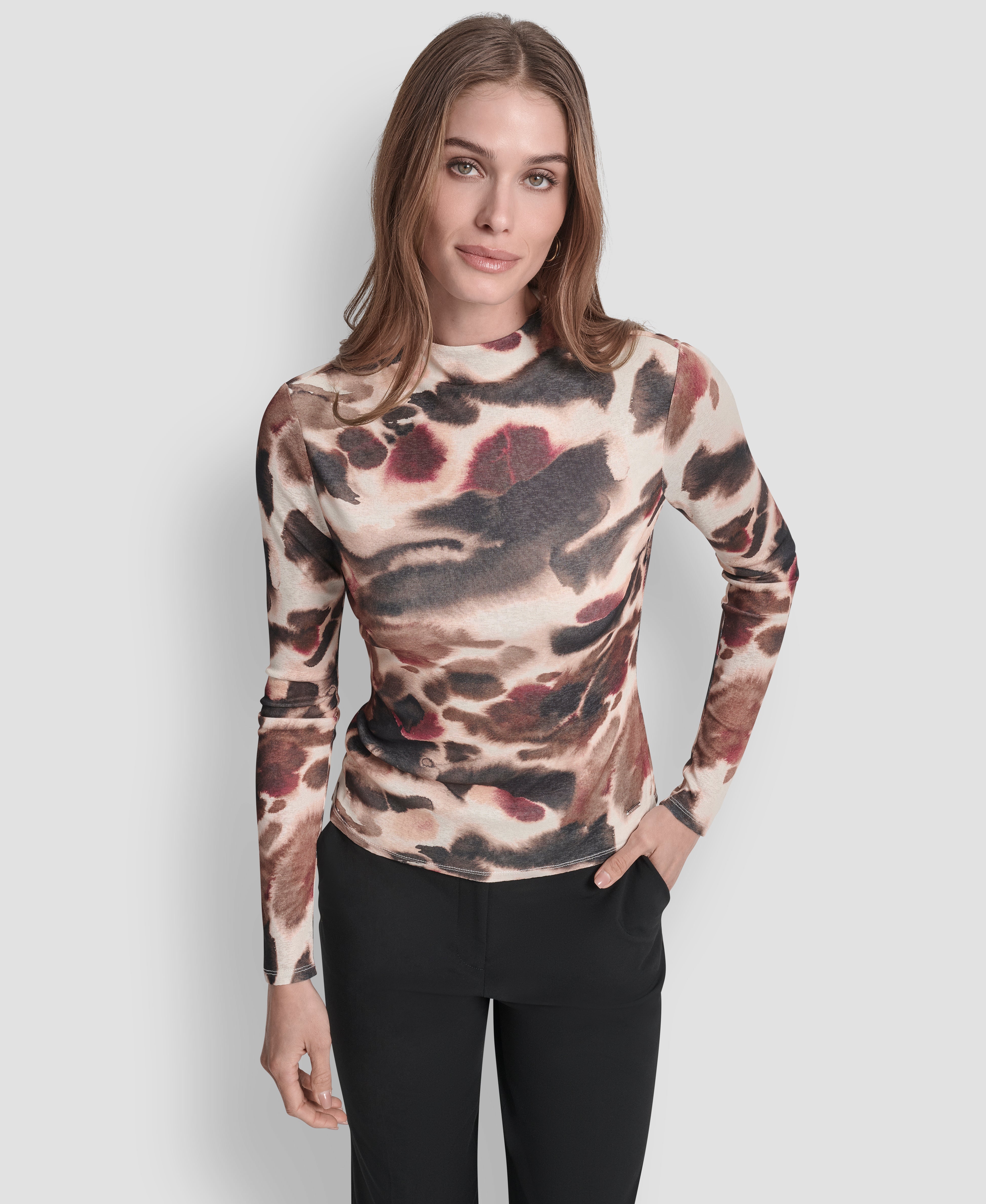 Blonde/Truffle Multi FRONT RUCHING BLOUSE, FRONT VIEW | All Products