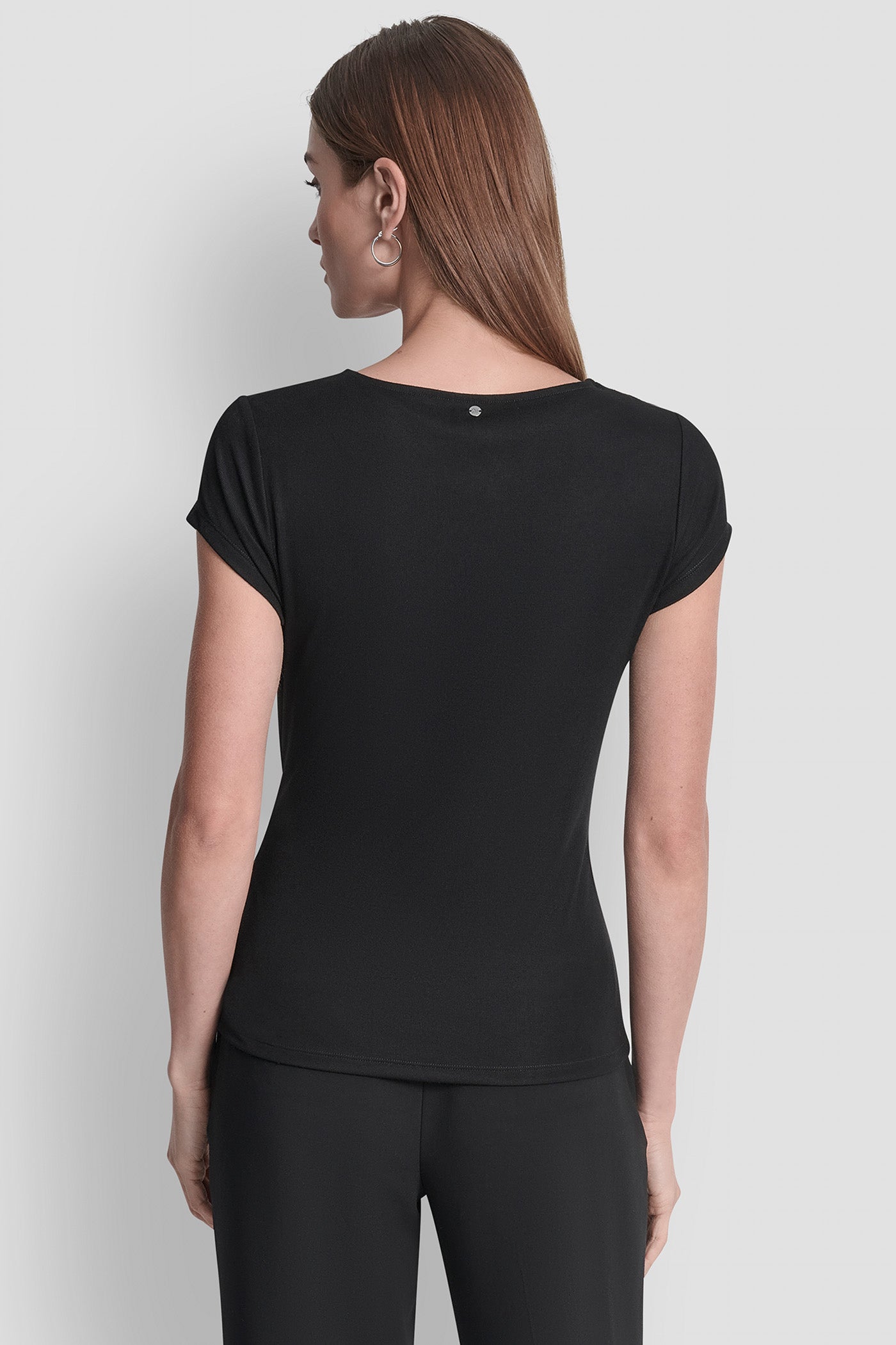 Black SIDE KNOT FRONT TIE BLOUSE, BACK VIEW | WOMEN'S SWEATERS & TOPS