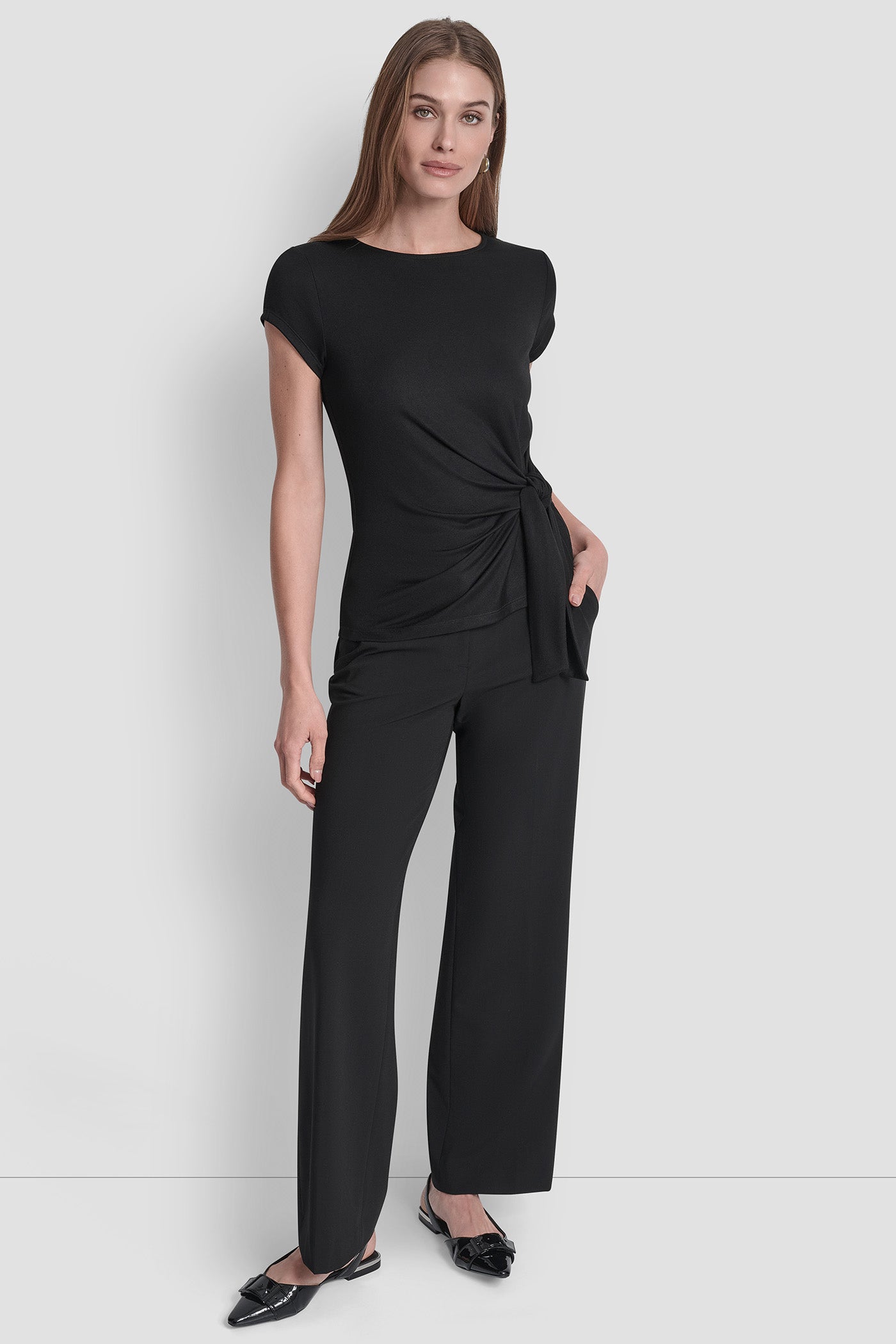 SIDE KNOT FRONT TIE BLOUSE VIEW 3 | WOMEN'S SWEATERS & TOPS