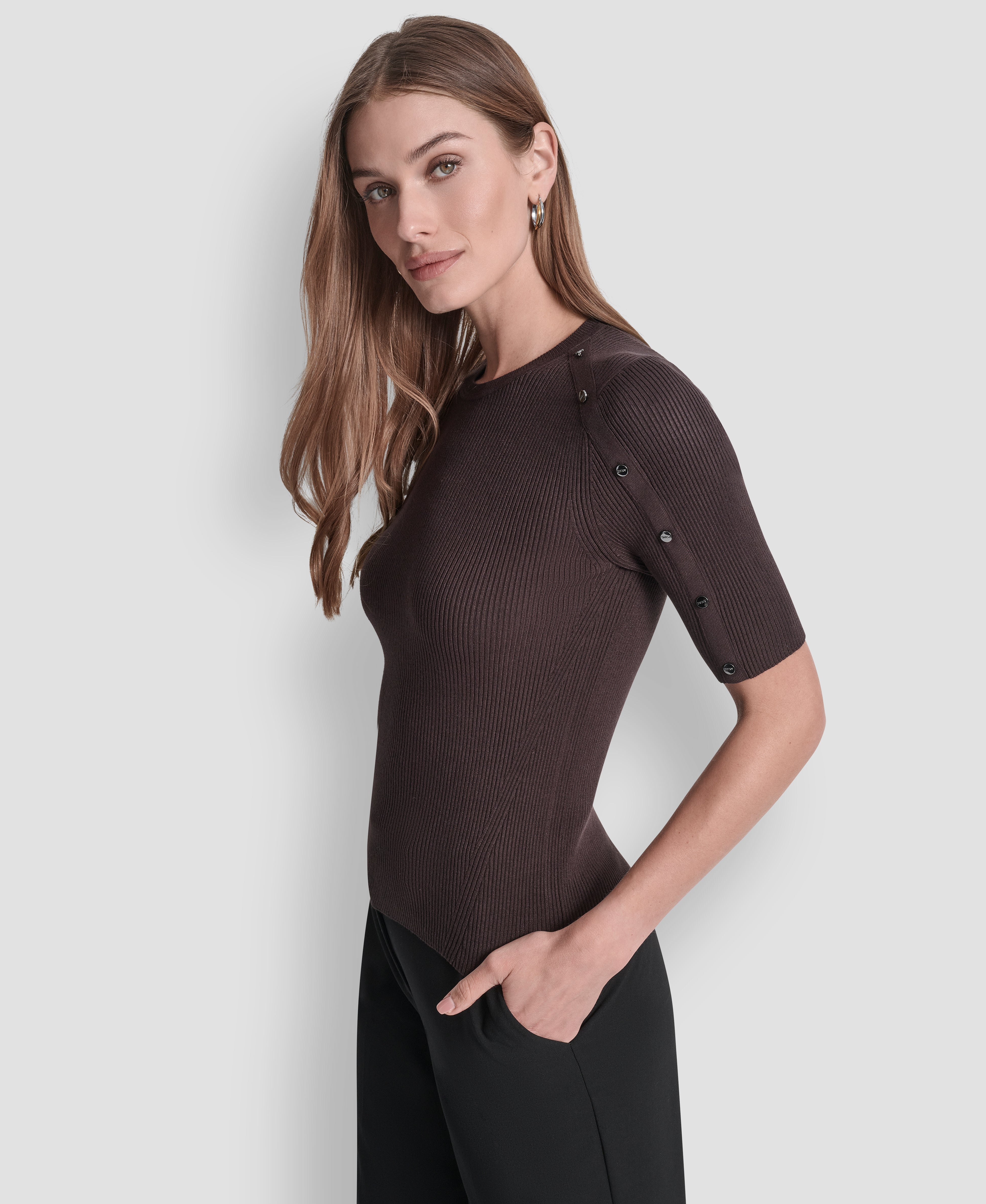 SHORT SLEEVE BUTTON SLEEVE SWEATER VIEW 3 | All Products