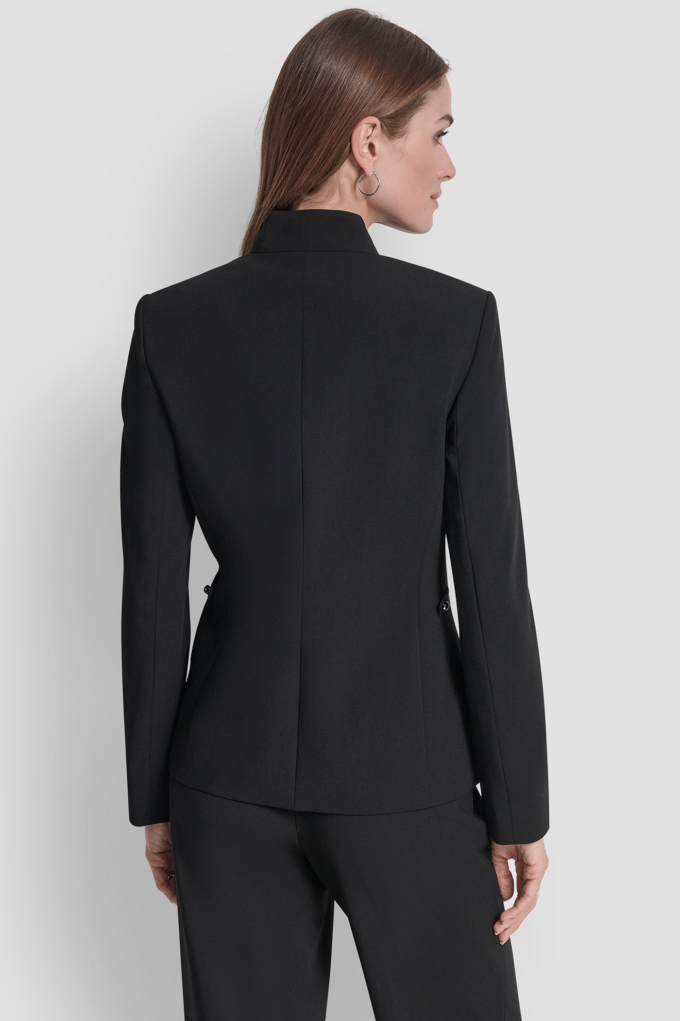 Black MANDARIN COLLAR JACKET, VIEW 2 | Jackets & Blazers