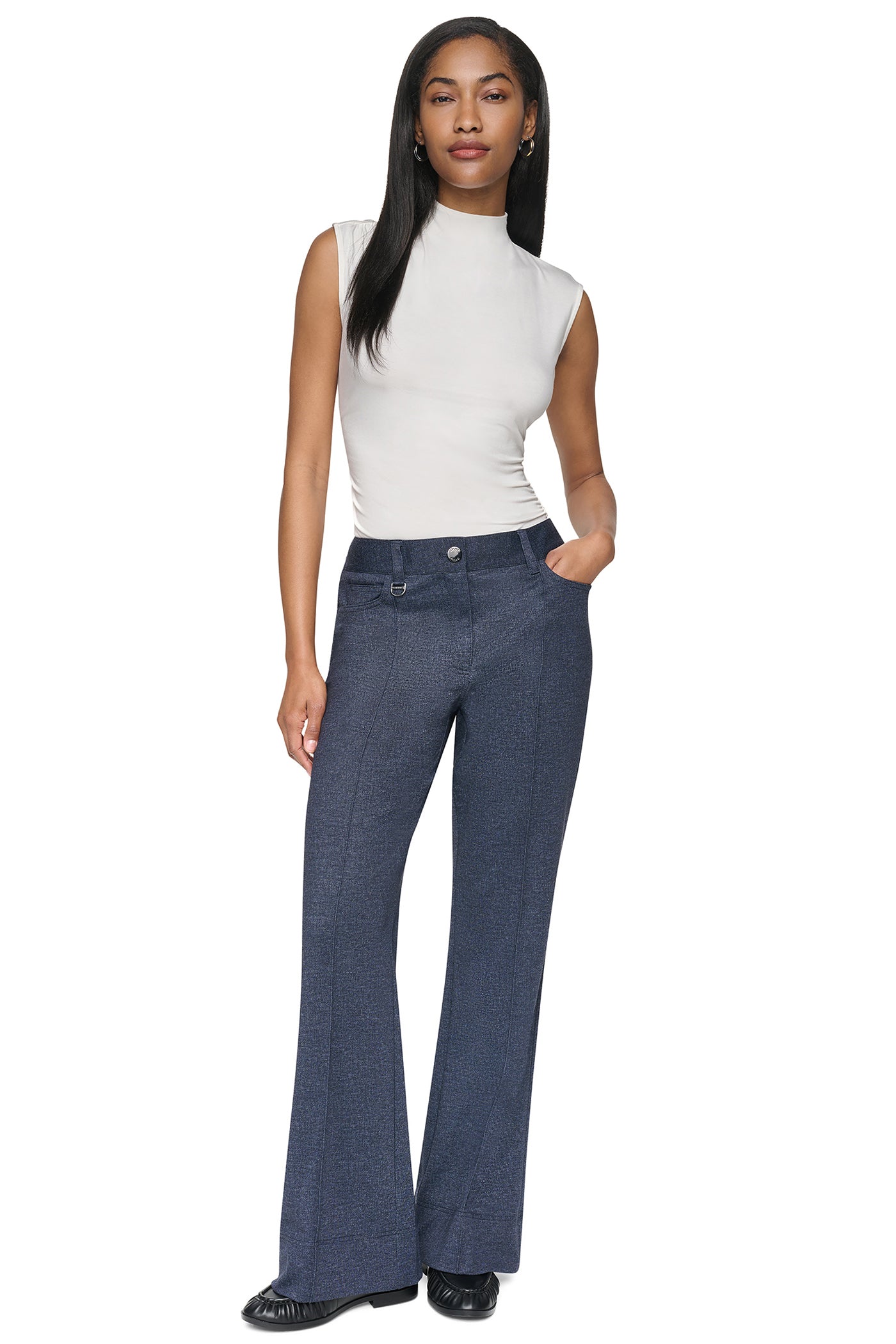 WIDE-LEG FAUX DENIM PANT VIEW 2