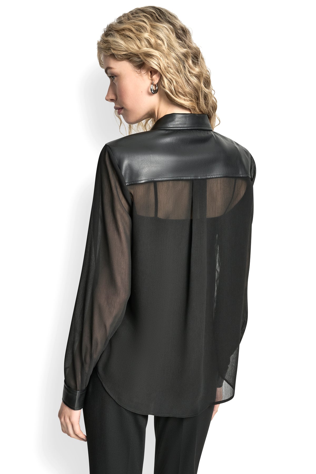SHEER BUTTON FRONT BLOUSE VIEW 2