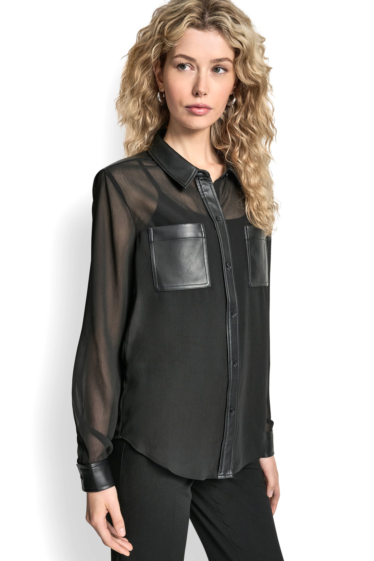 SHEER BUTTON FRONT BLOUSE VIEW 2