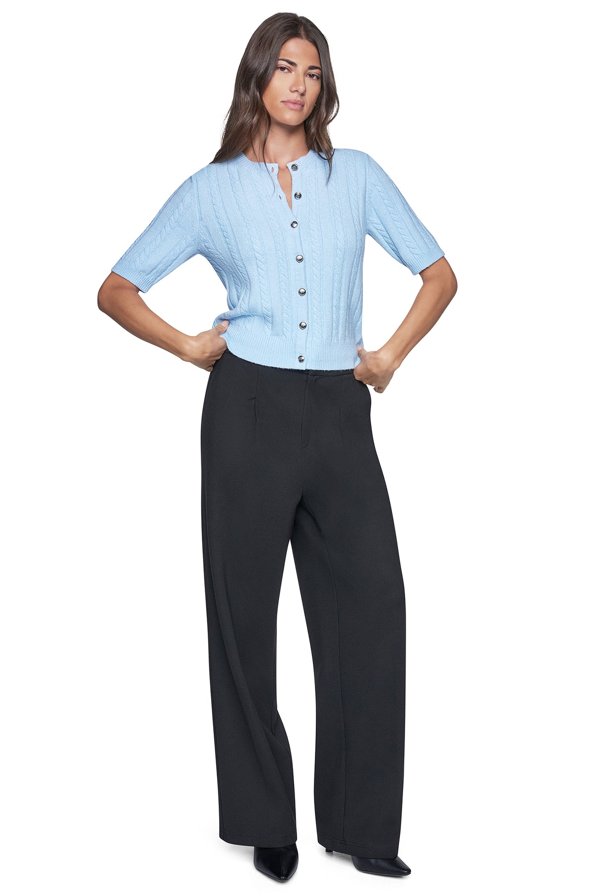 SHORT SLEEVE CABLE CARDIGAN VIEW 2