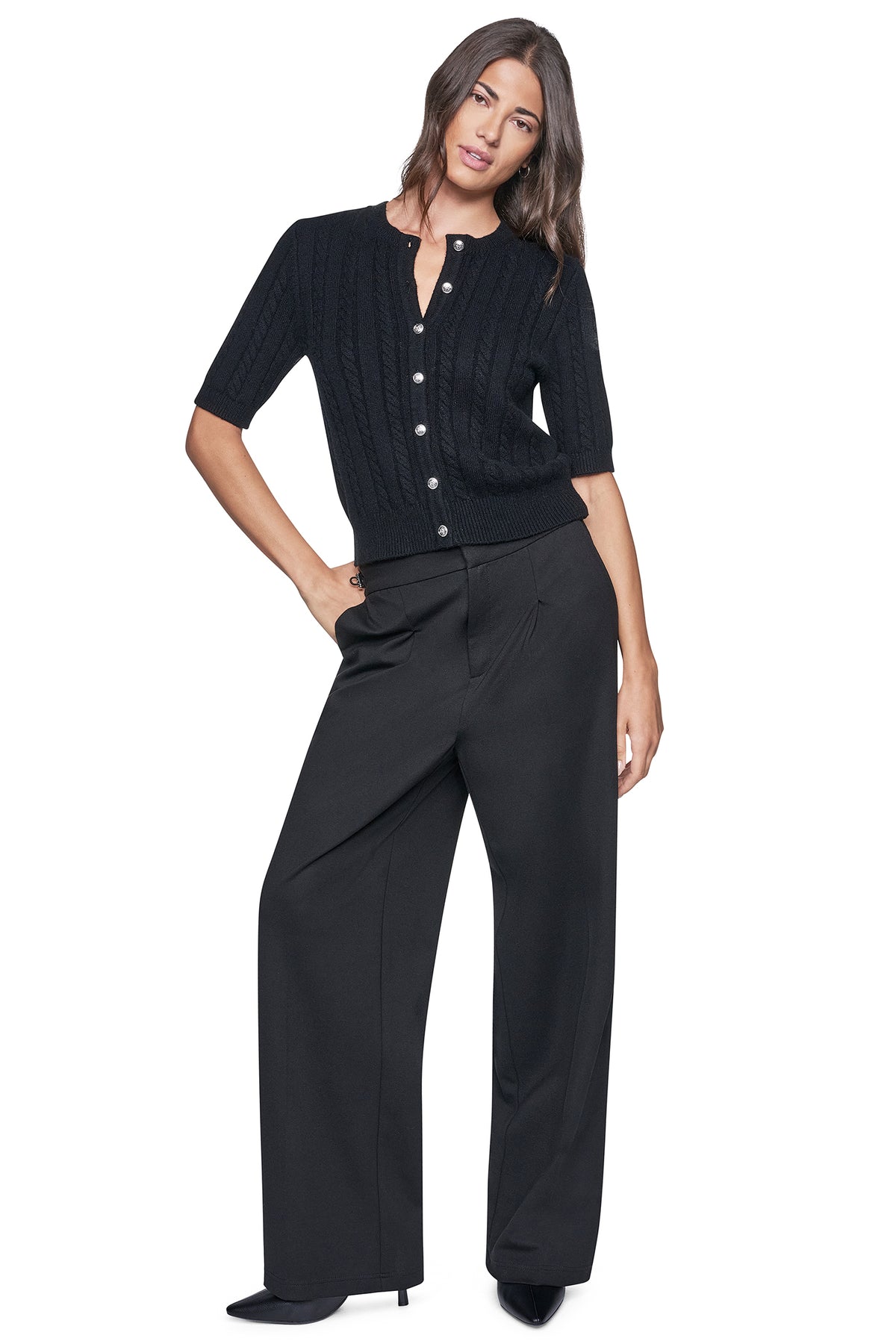 SHORT SLEEVE CABLE CARDIGAN VIEW 2