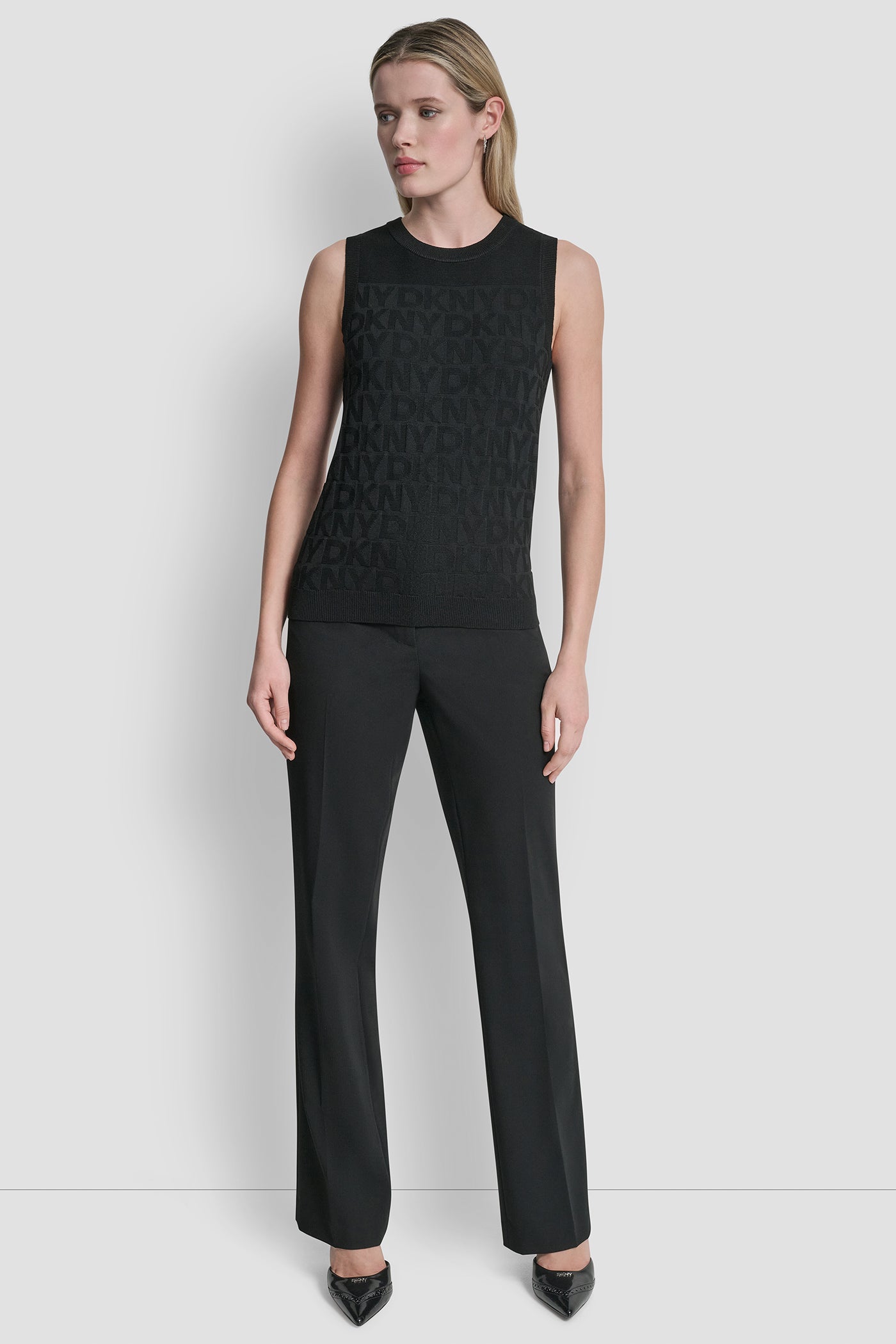 SWEATER TANK WITH ALL OVER LOGO VIEW 4 | WOMEN'S SWEATERS & TOPS