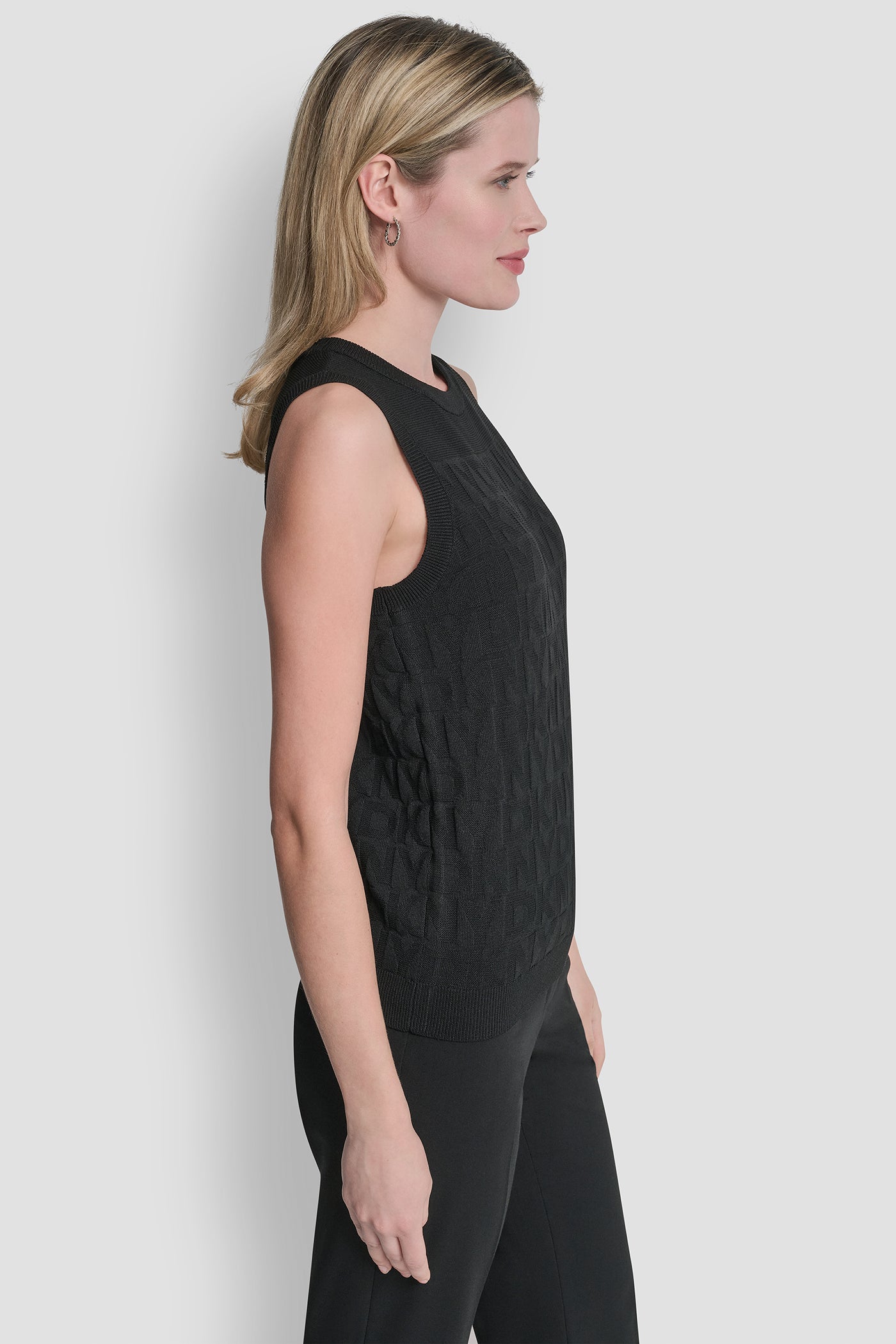 SWEATER TANK WITH ALL OVER LOGO VIEW 3 | WOMEN'S SWEATERS & TOPS