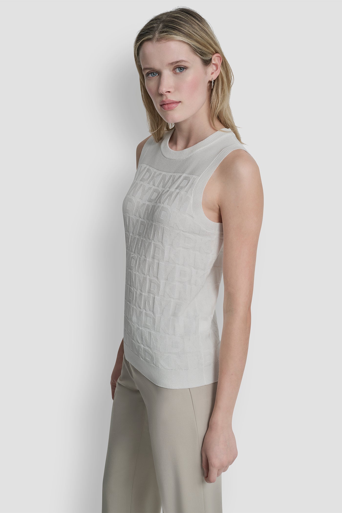 SWEATER TANK WITH ALL OVER LOGO VIEW 3 | WOMEN'S SWEATERS & TOPS