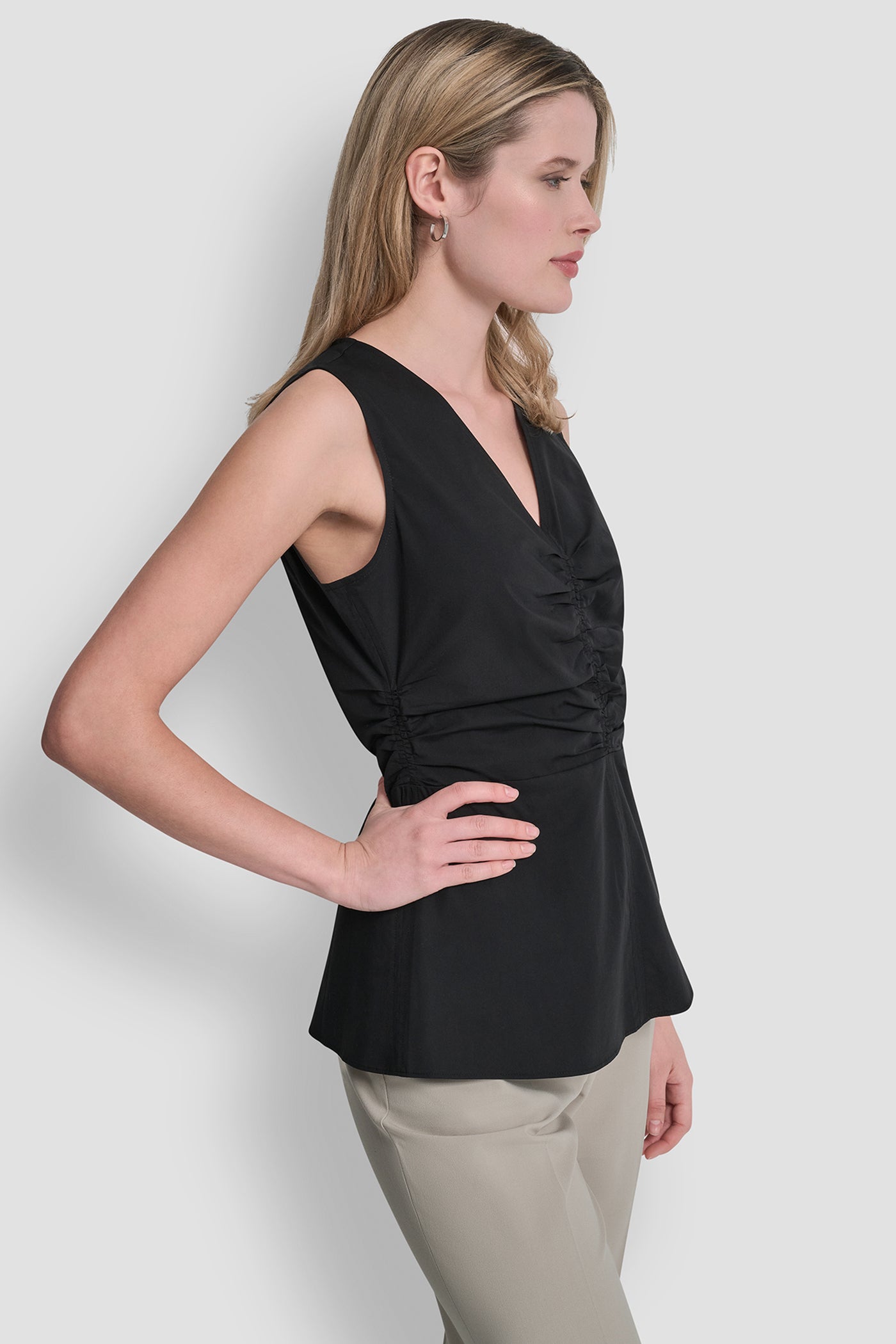 FRONT RUCHED SLEEVELESS TOP VIEW 4 | WOMEN'S SWEATERS & TOPS