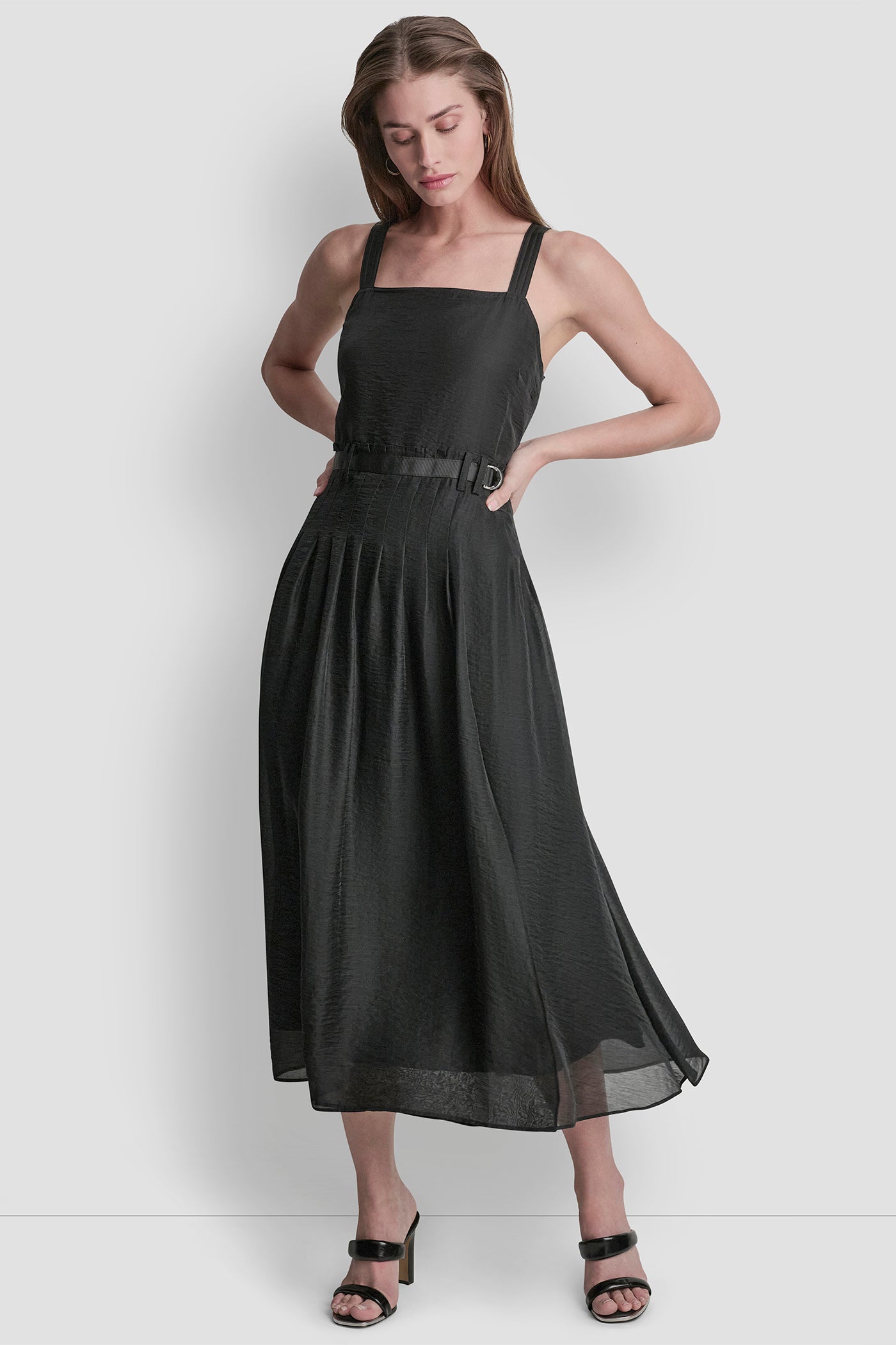 BELTED PLEATED MIDI DRESS VIEW 4 | New Arrivals