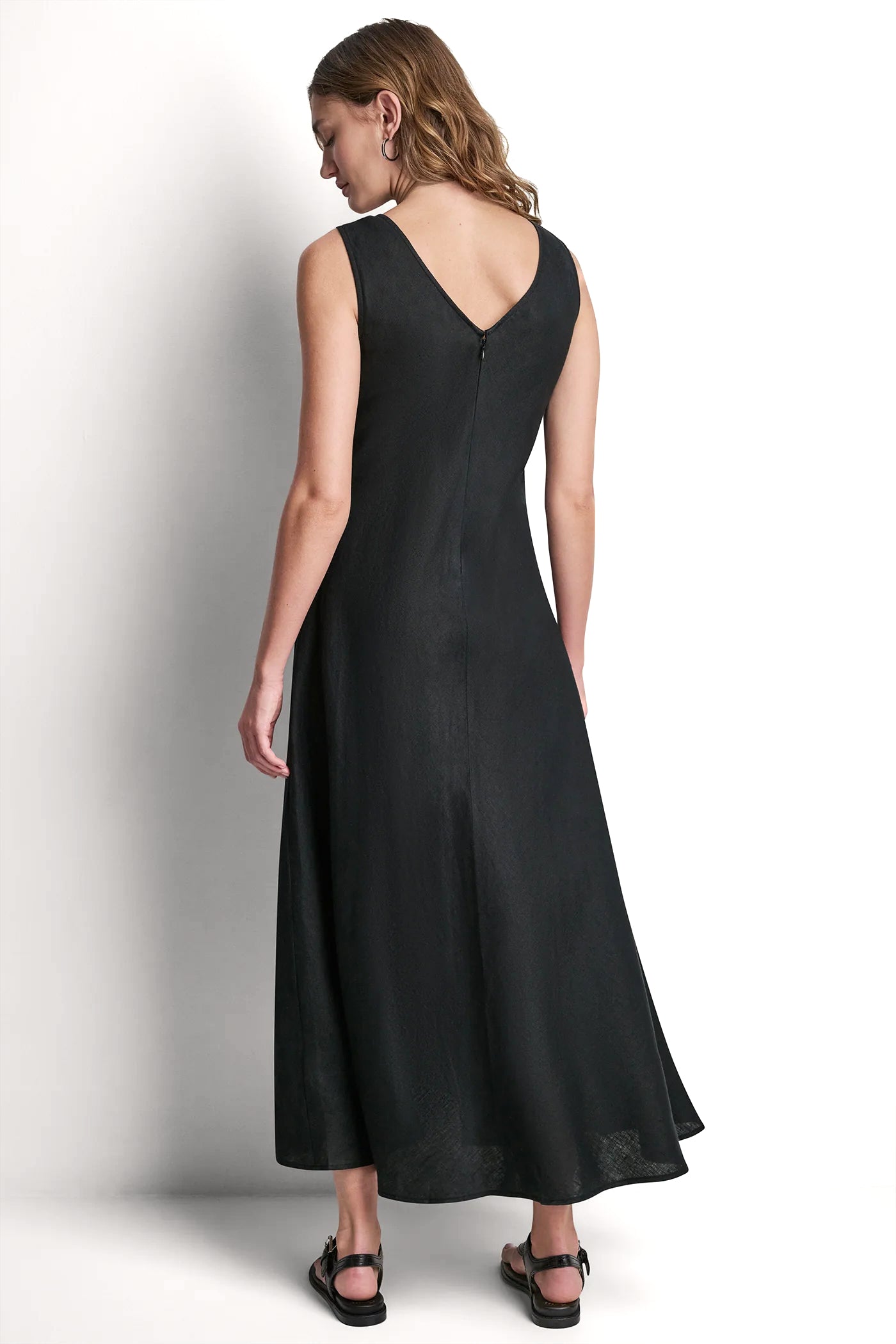 FRAYED LINEN MAXI DRESS VIEW 3