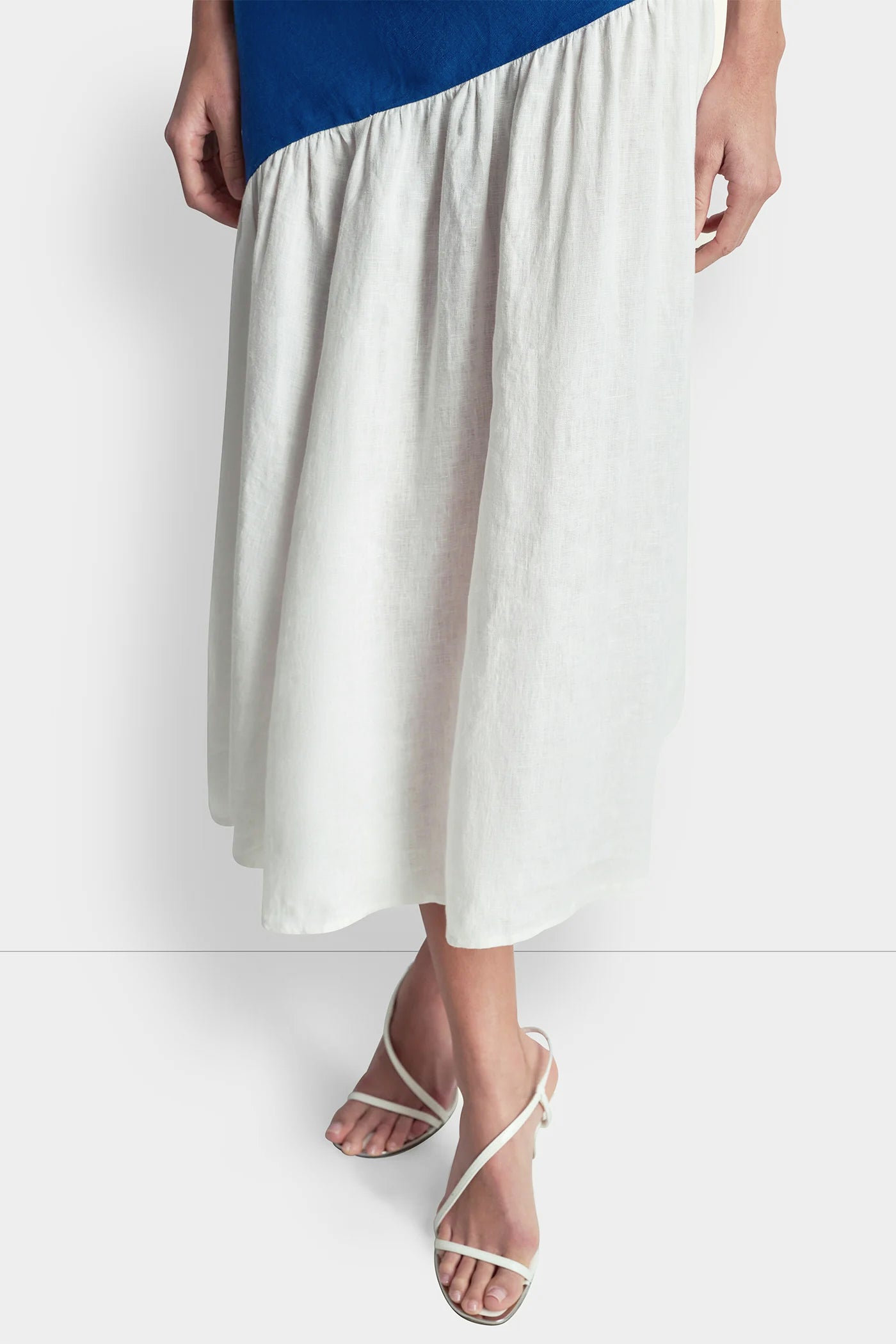 LINEN TWO-TONE MIDI DRESS VIEW 6 | Clothing
