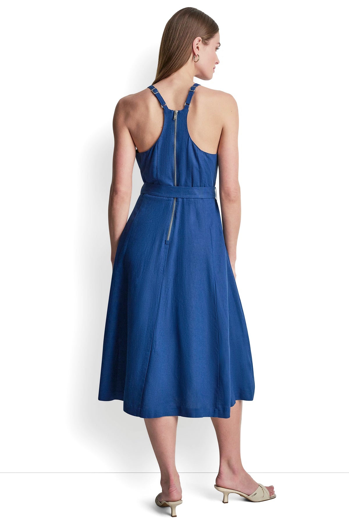 LINEN-BLEND SLEEVELESS MIDI DRESS VIEW 2
