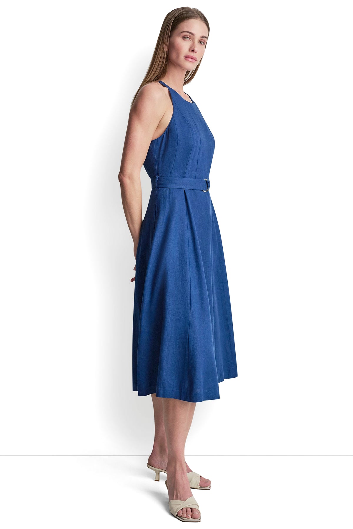 LINEN-BLEND SLEEVELESS MIDI DRESS VIEW 2