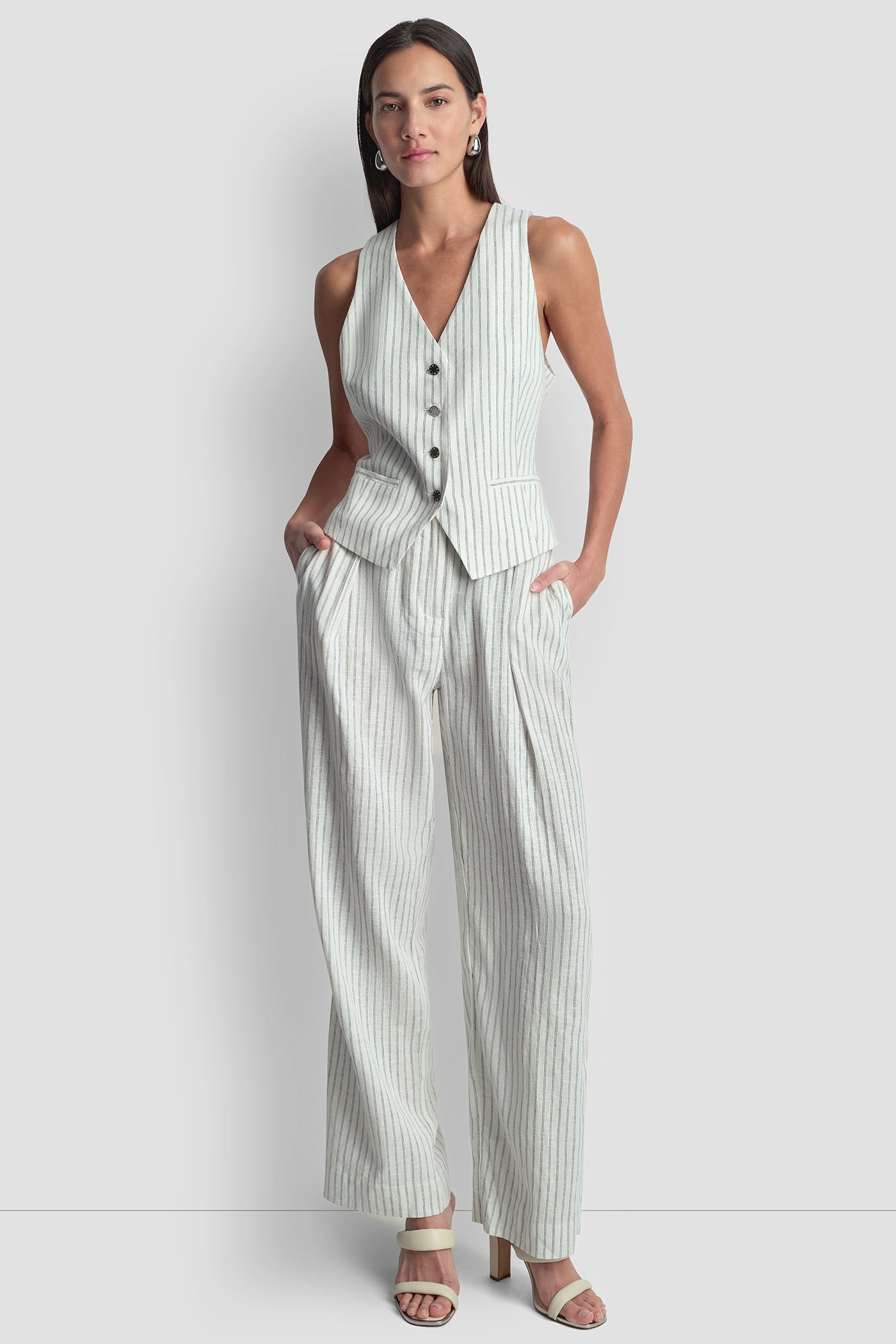 LINEN-BLEND STRIPED VEST VIEW 4 | WOMEN'S SWEATERS & TOPS