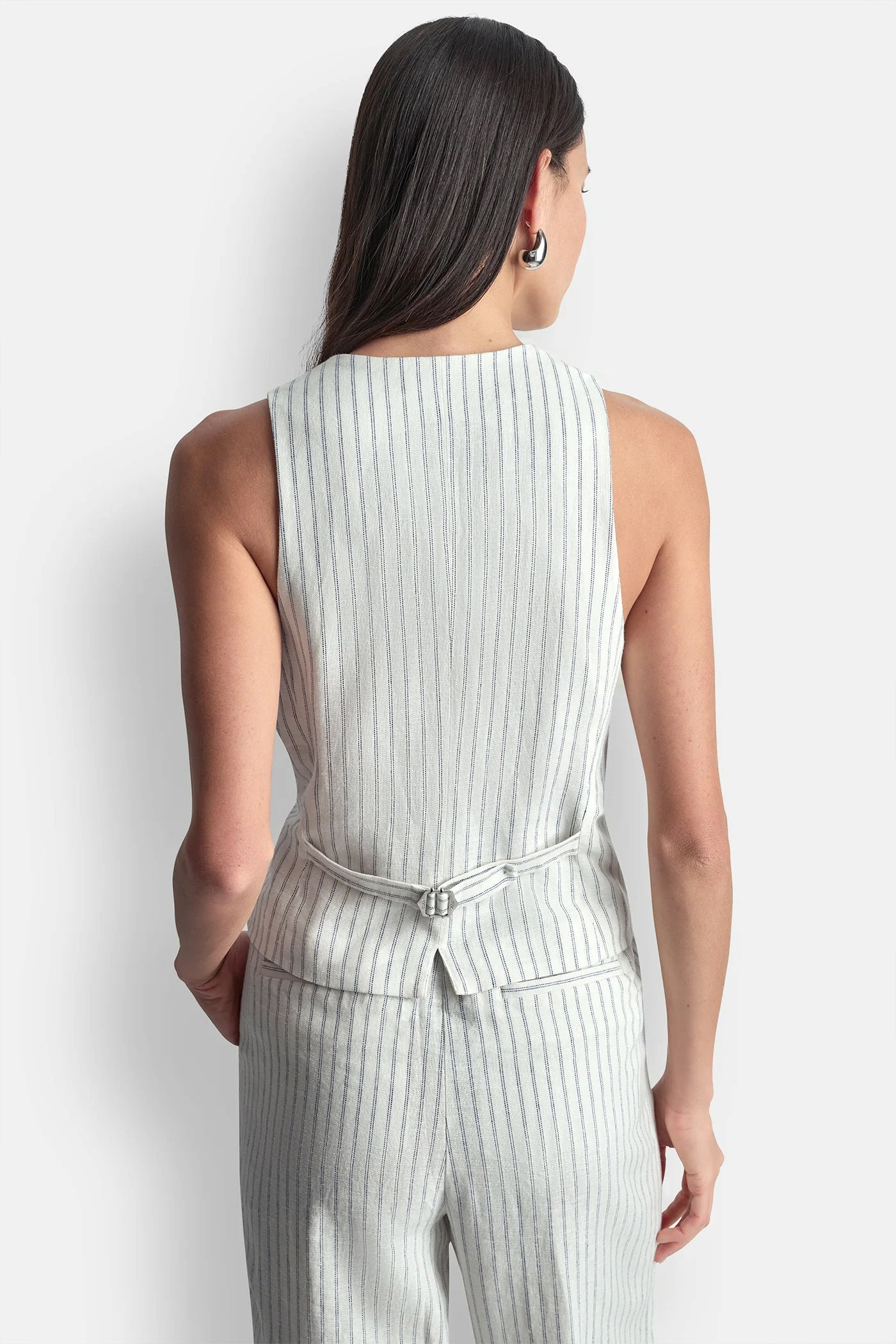 LINEN-BLEND STRIPED VEST VIEW 3 | SALE