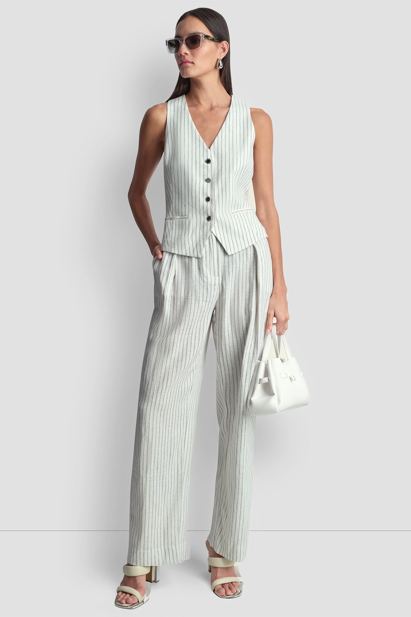 LINEN-BLEND STRIPED VEST VIEW 7 | WOMEN'S SWEATERS & TOPS