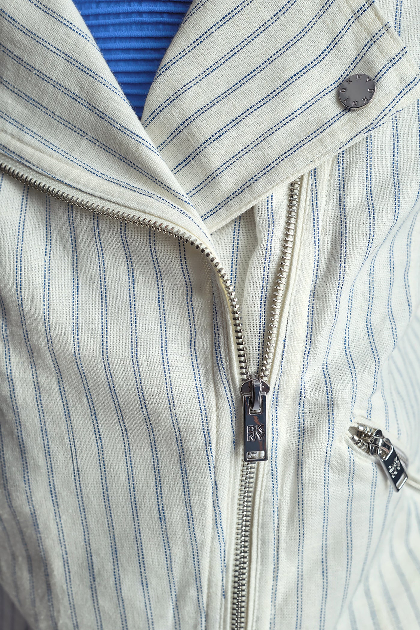 PINSTRIPE SHORT SLEEVE MOTO JACKET VIEW 6 | Jackets & Blazers