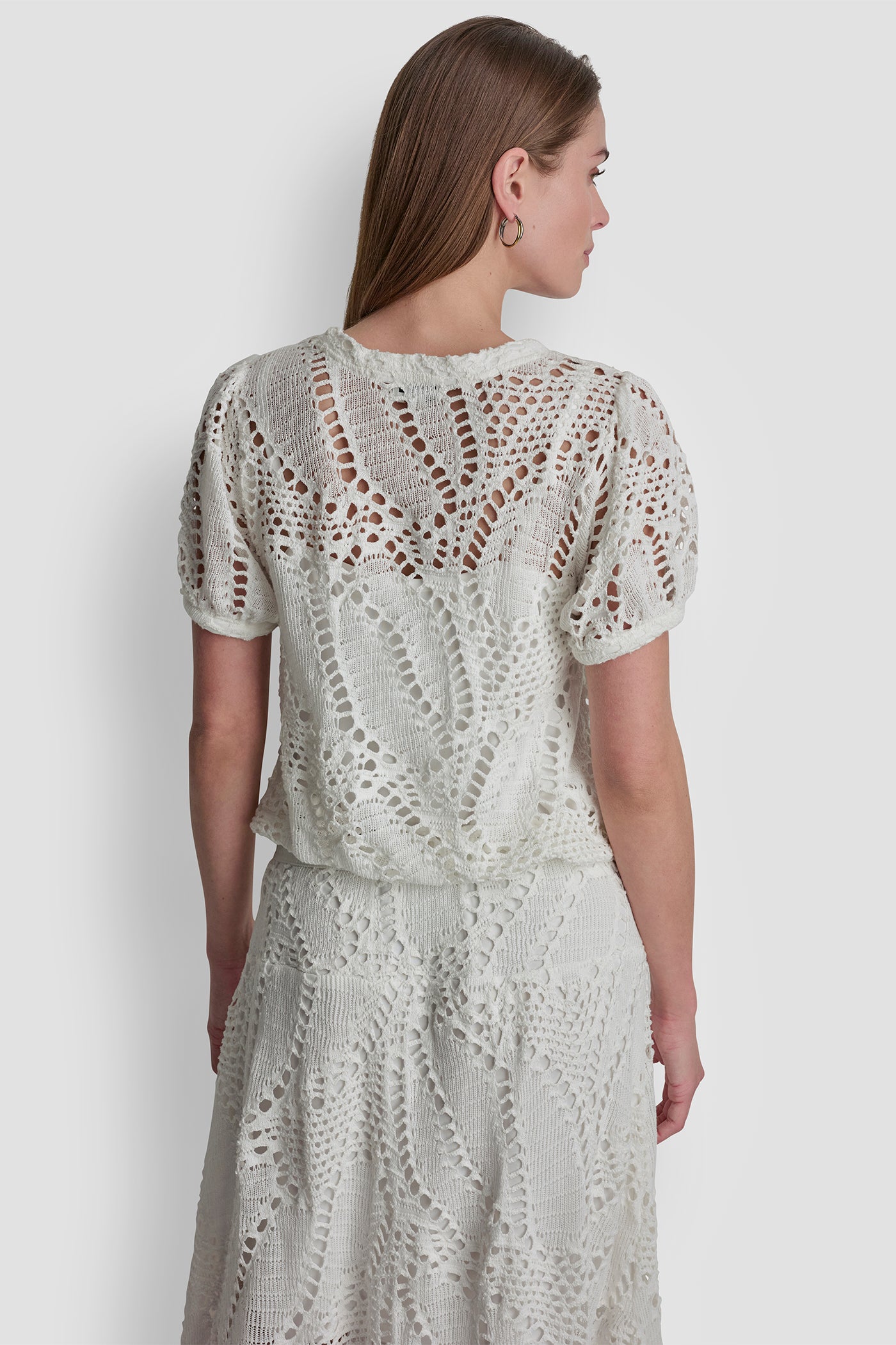 Ivory CROCHET LEAF TOP, BACK VIEW | New Arrivals