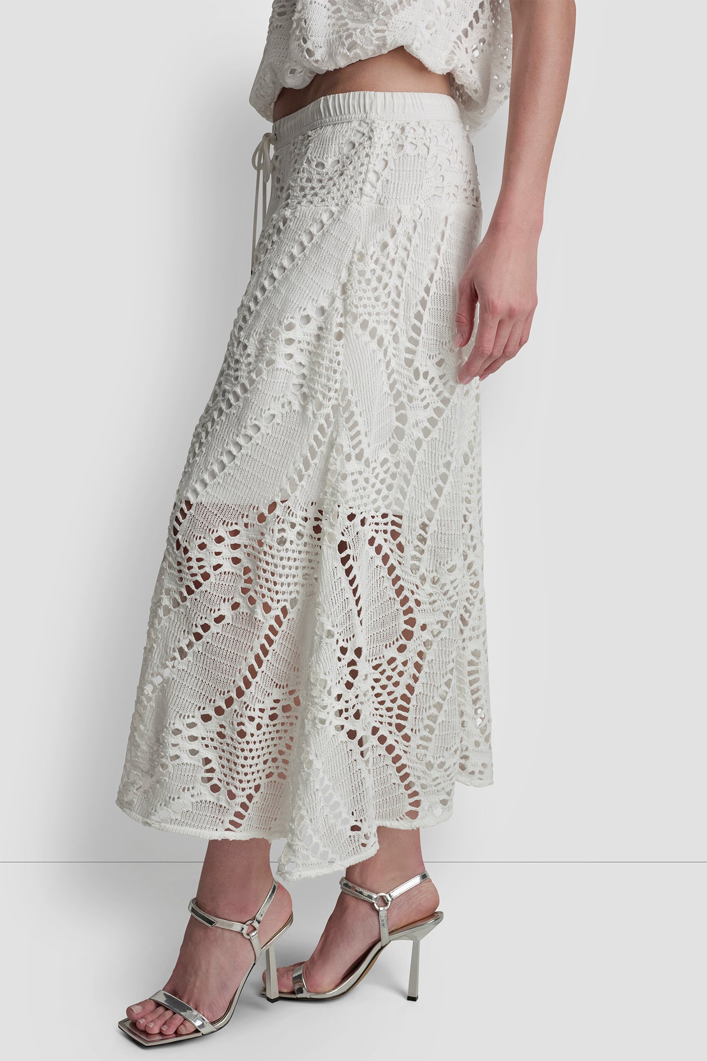 CROCHET LEAF MIDI SKIRT VIEW 3 | New Arrivals