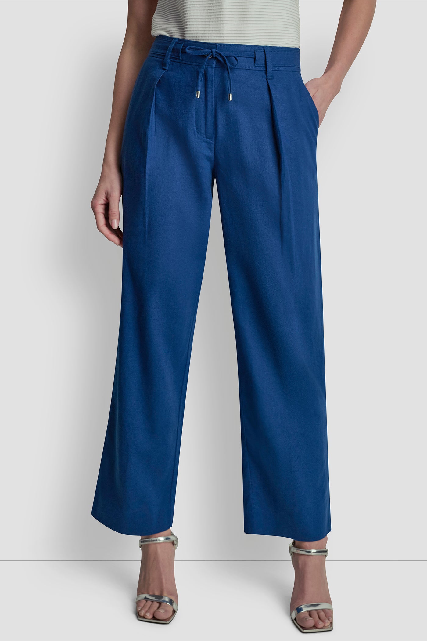 MID-RISE TIE WAIST PLEATED PANT VIEW 4 | Pants & Denim
