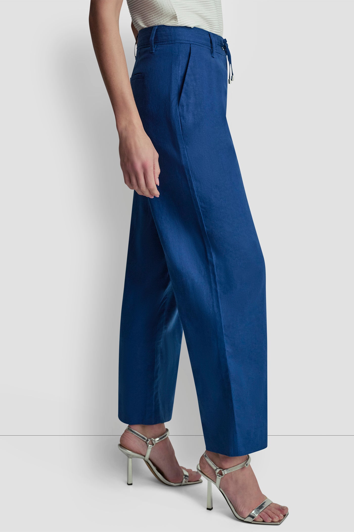 MID-RISE TIE WAIST PLEATED PANT VIEW 3 | Pants & Denim