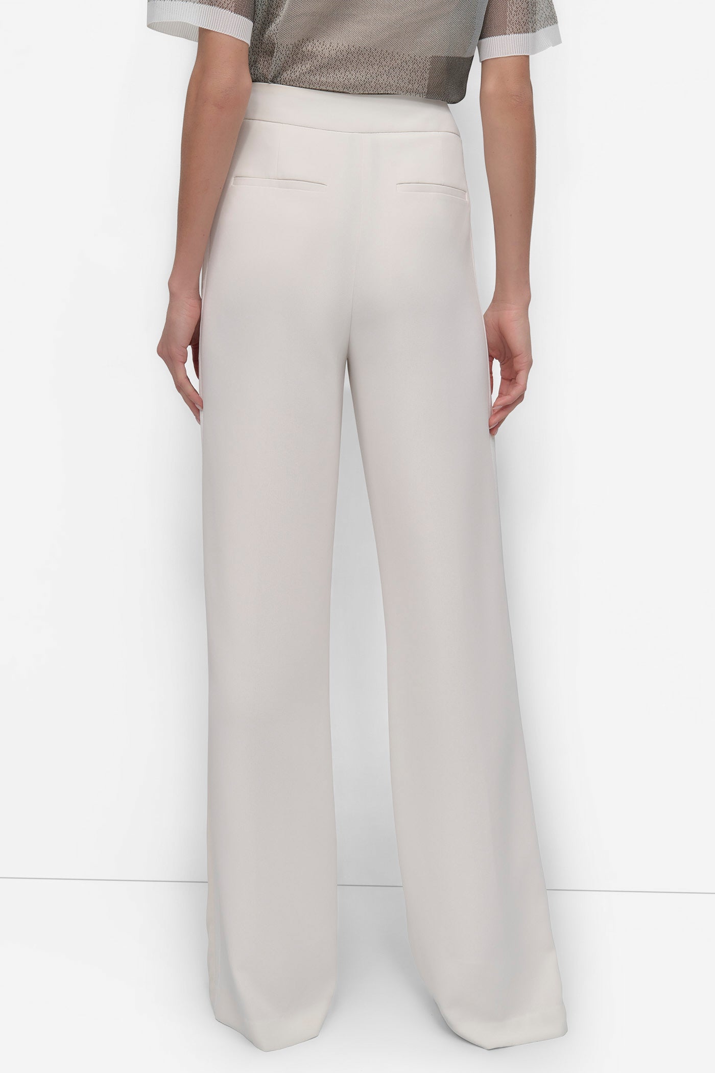 IVORY PANT WITH MESH INSET SIDE, BACK VIEW | Pants & Denim