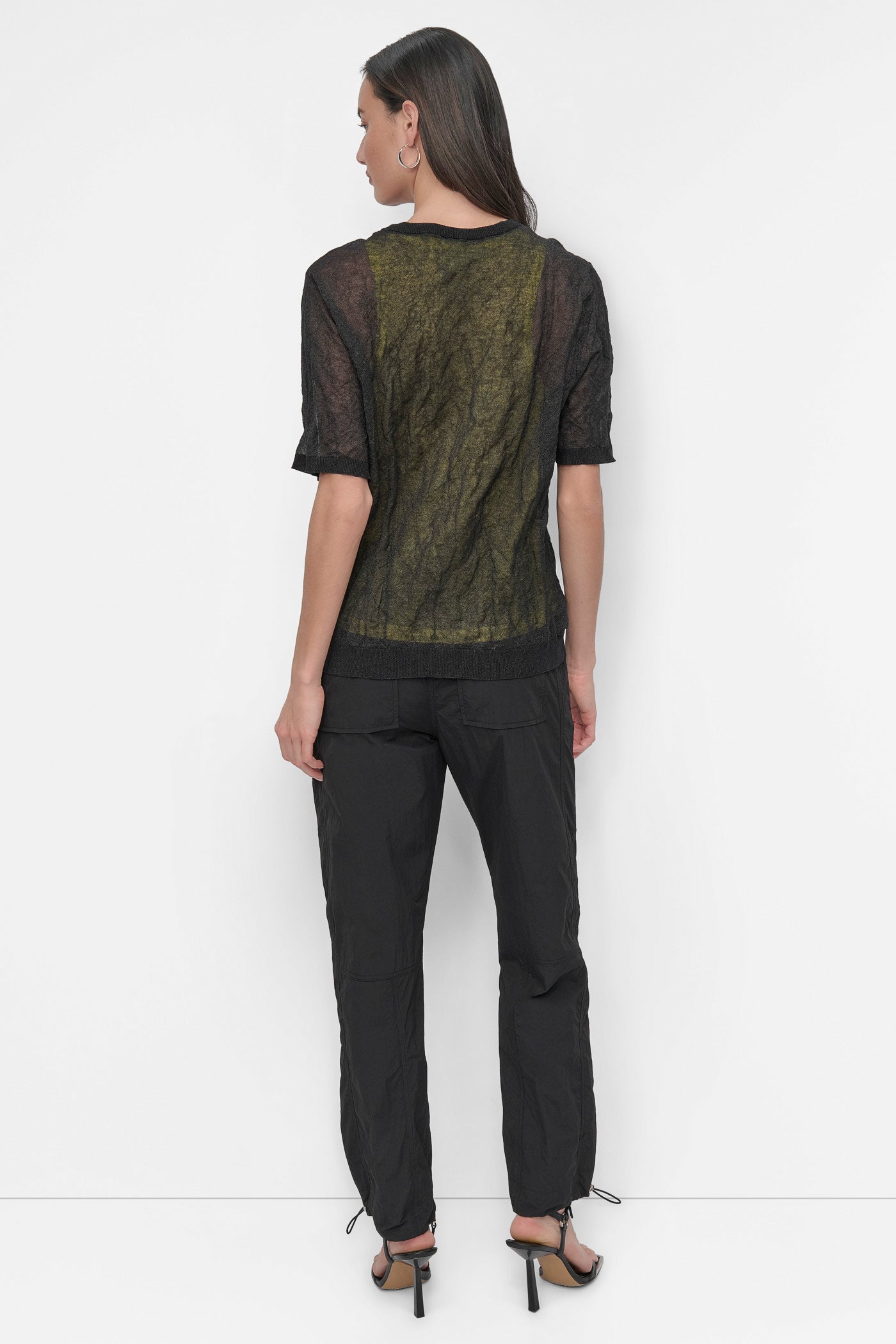 Black/Daffodil DOUBLE LAYER TANK TEE, BACK VIEW | WOMEN'S SWEATERS & TOPS
