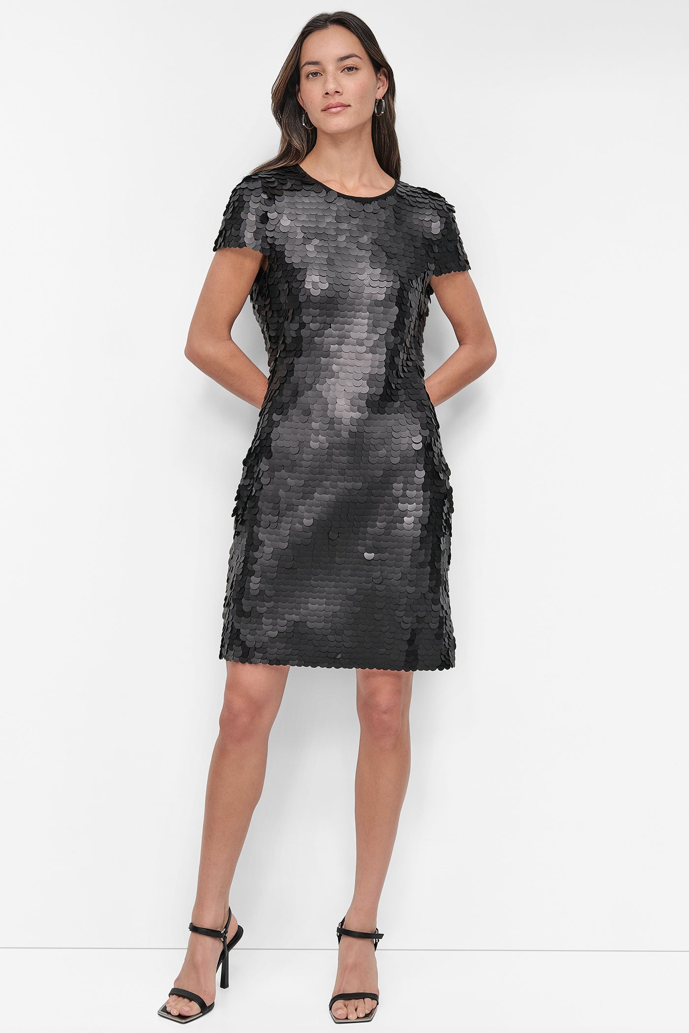 Black PIALLETTES SHIFT DRESS, FRONT VIEW | SALE DRESSES