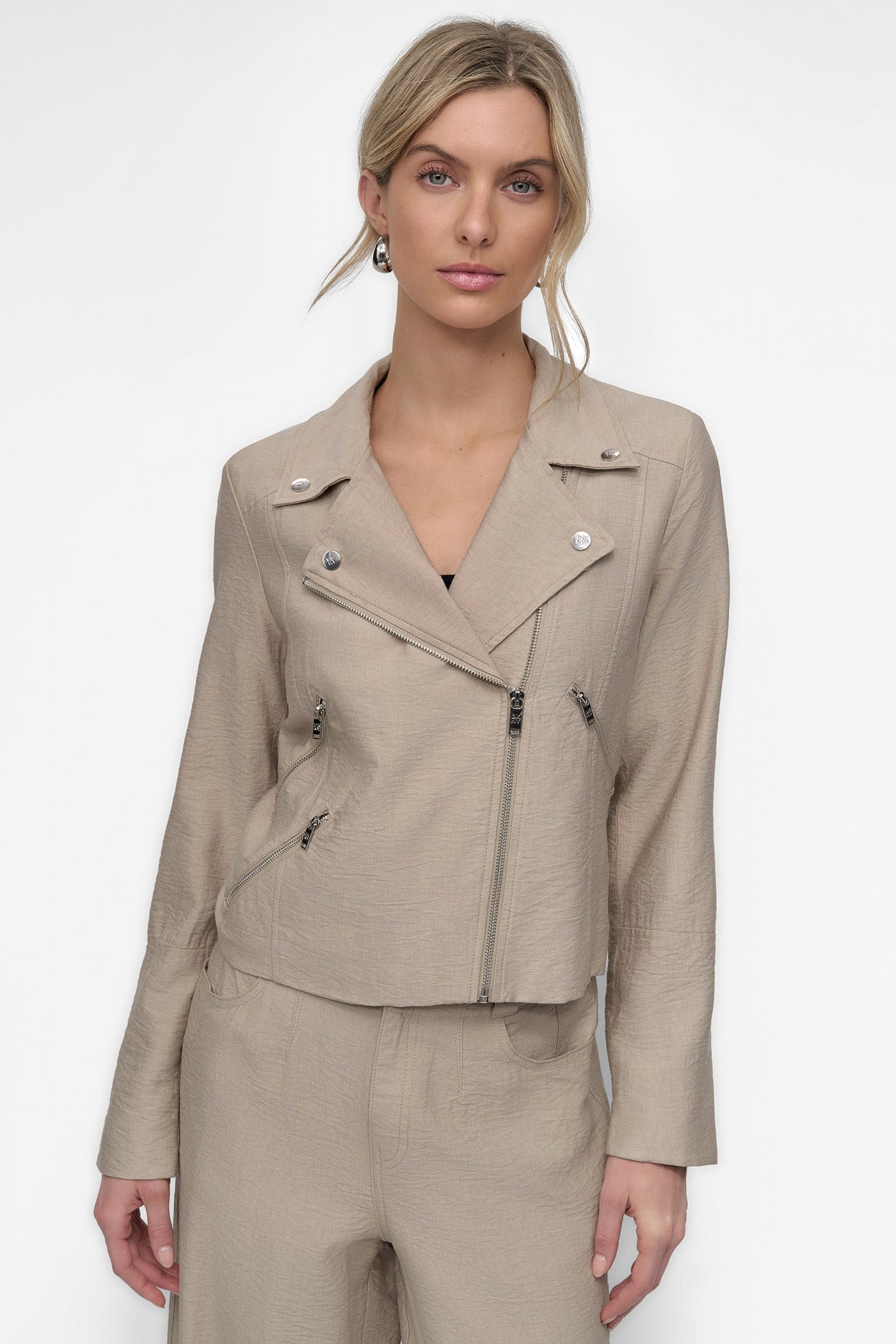 PEBBLE ZIPPER CRINKLE JACKET, FRONT VIEW | WOMENS COATS & JACKETS