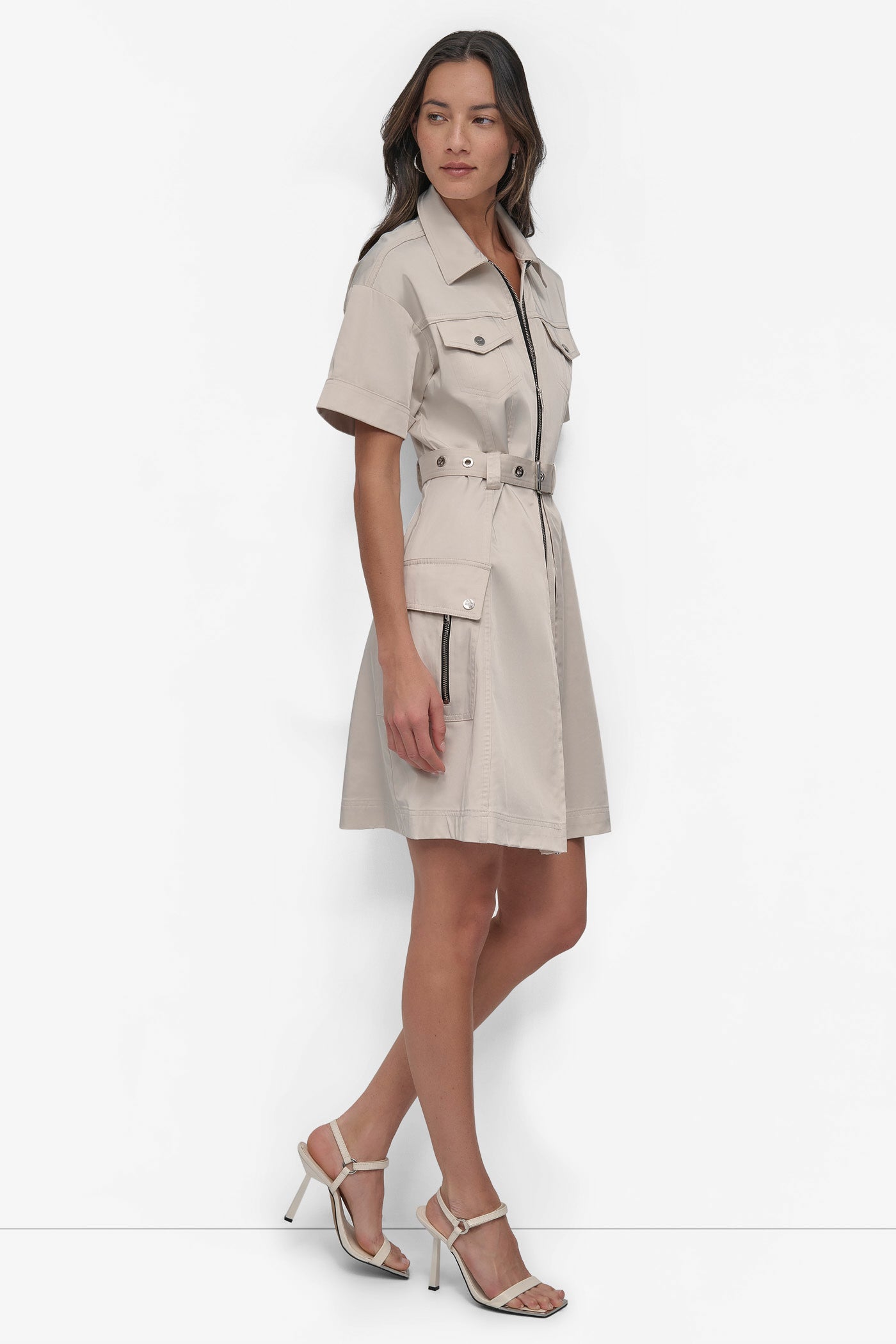 SHIRT DRESS WITH FRONT ZIPPER VIEW 3 | SALE DRESSES