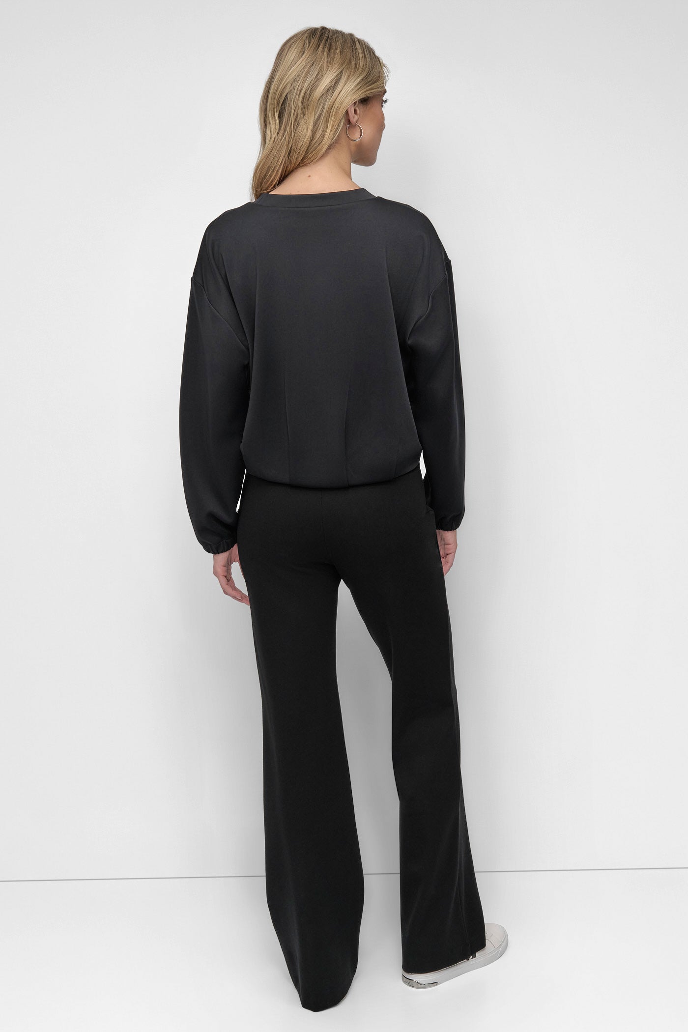 Black LONG SLEEVE SOFT HAND SCUBA SOHO CREW, BACK VIEW | Women's Clearance